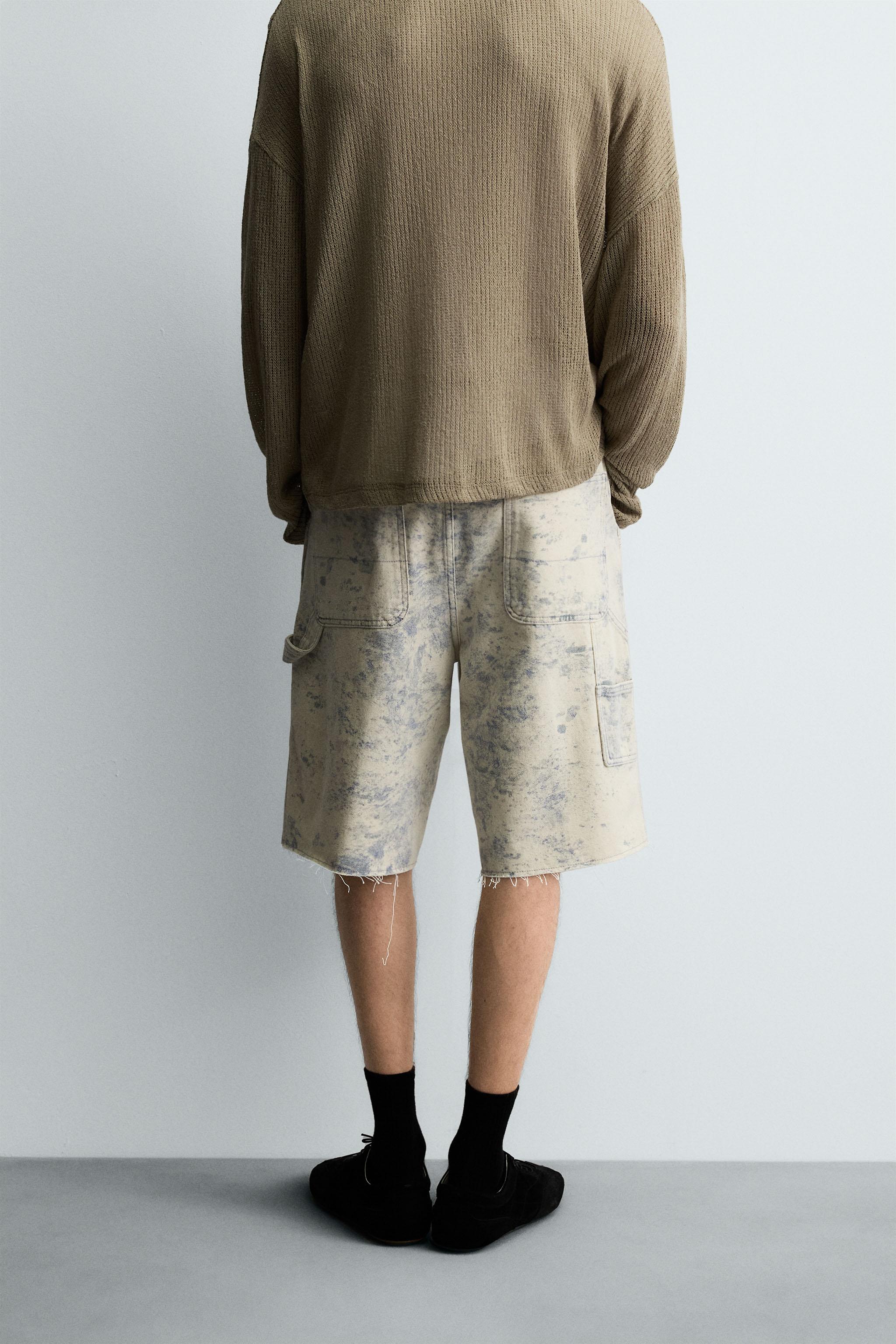 ABSTRACT PRINT CARPENTER POCKET BERMUDA SHORTS