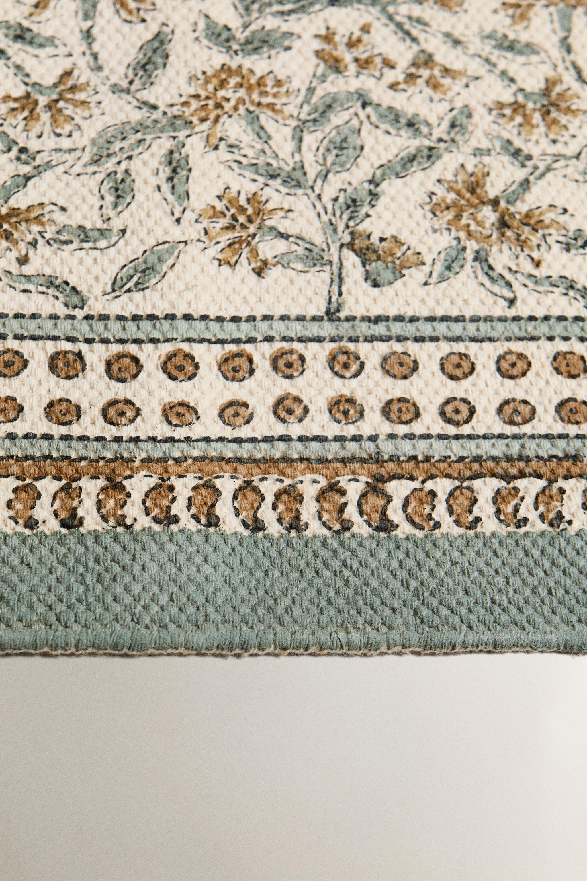 FLORAL BLOCK PRINT AREA RUG