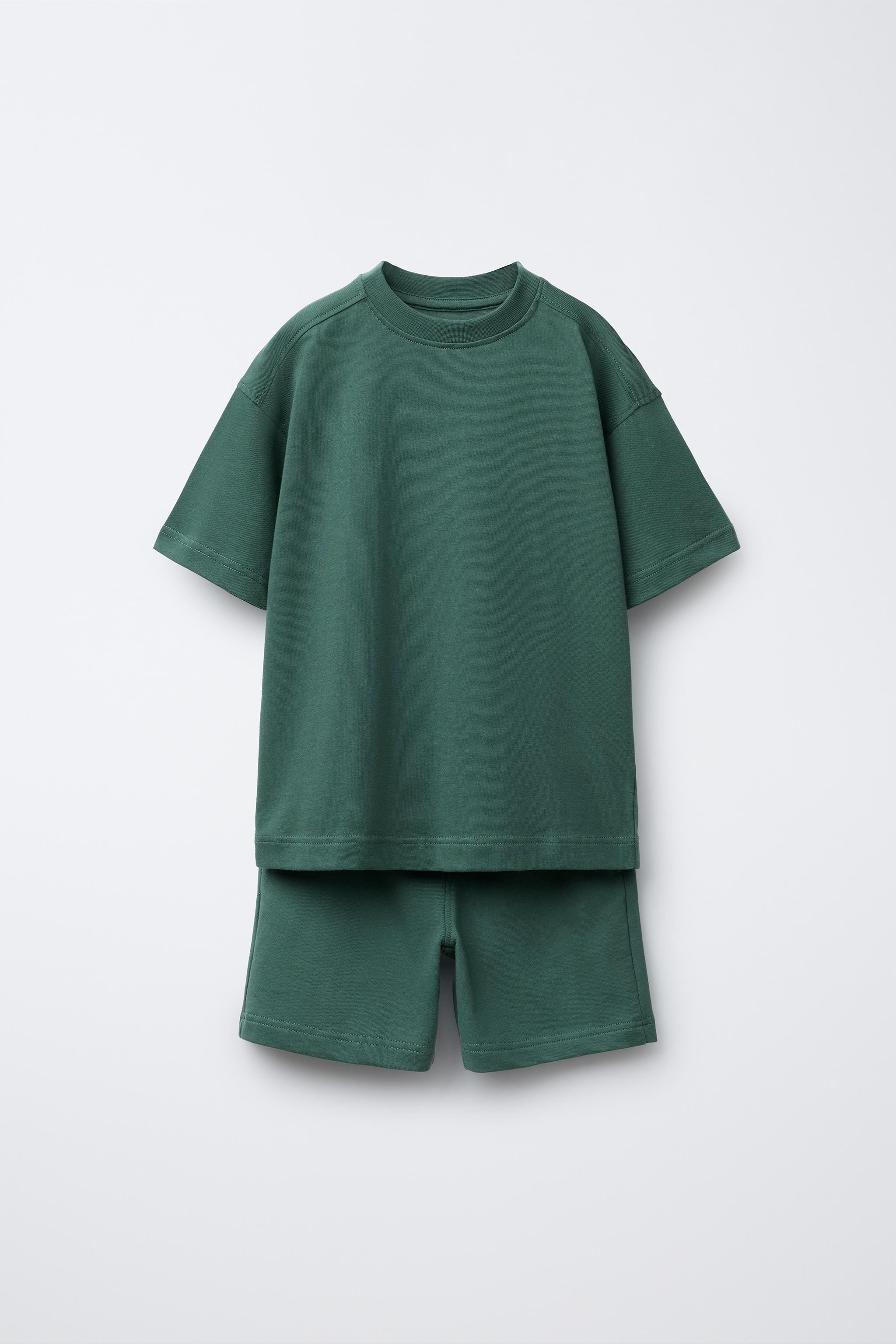 BASIC FLEECE T-SHIRT AND BERMUDA SET