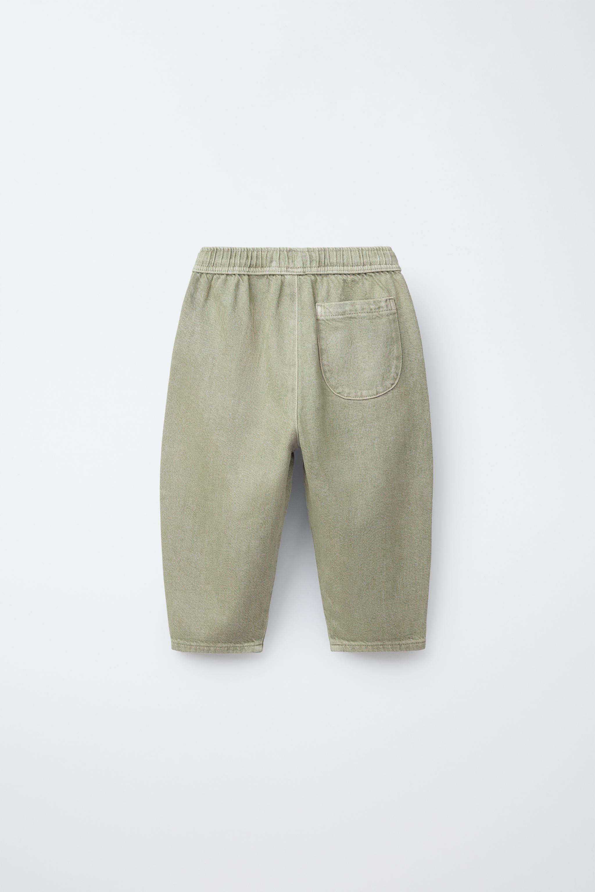 WASHED EFFECT TWILL BALLOON PANTS