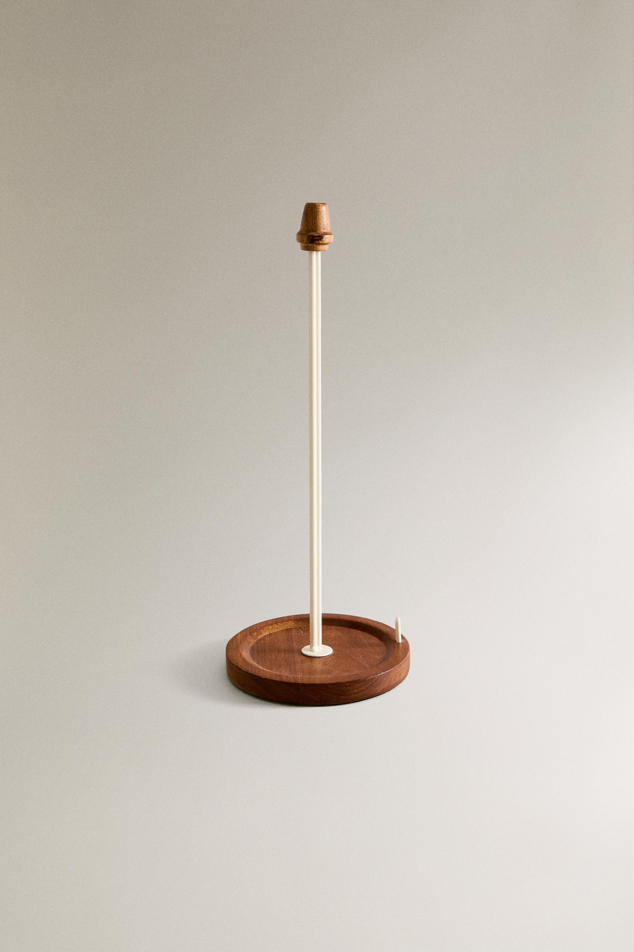 IRON AND WOOD KITCHEN ROLL HOLDER