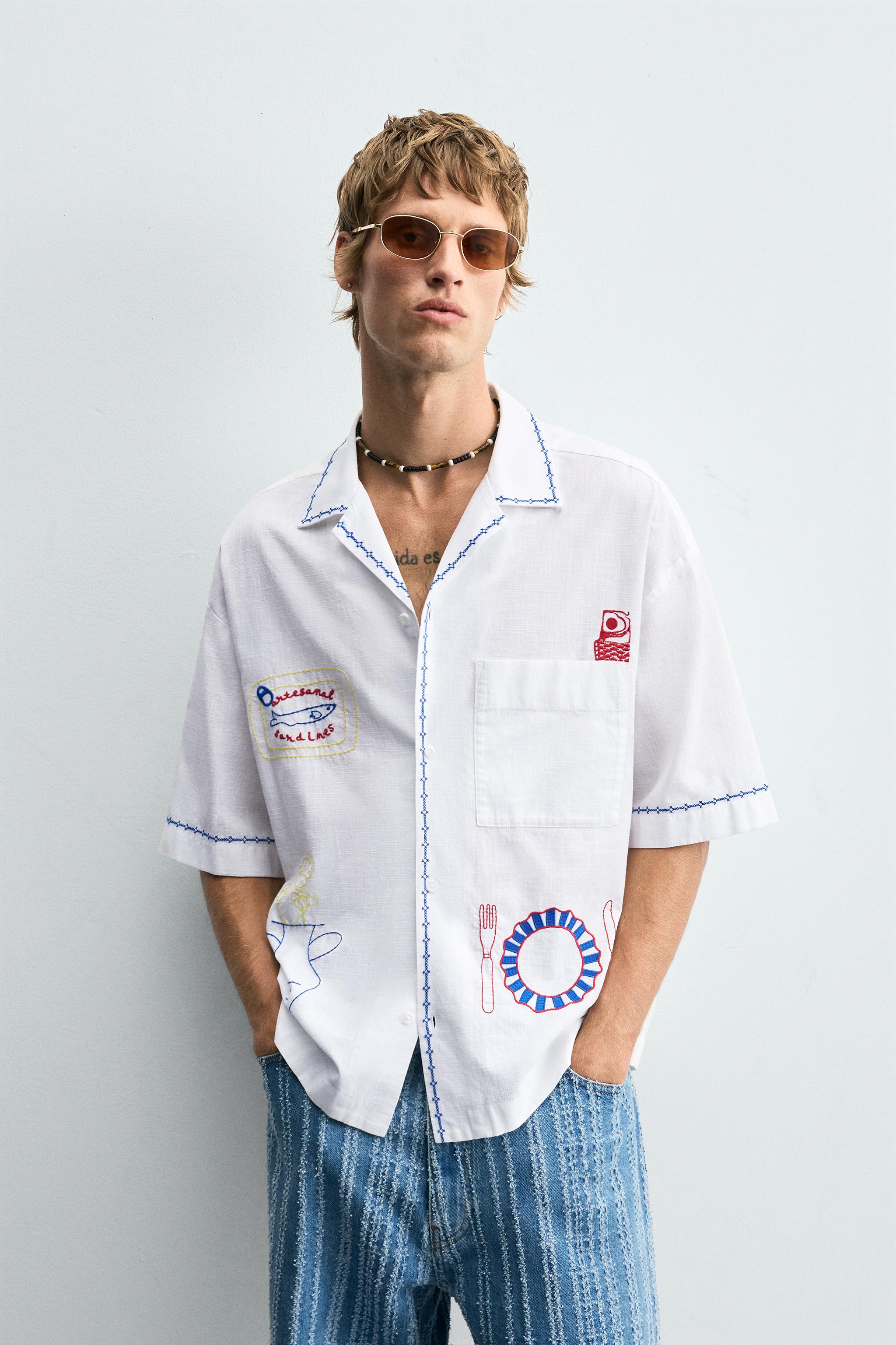 CONTRAST EMBROIDERY SHIRT