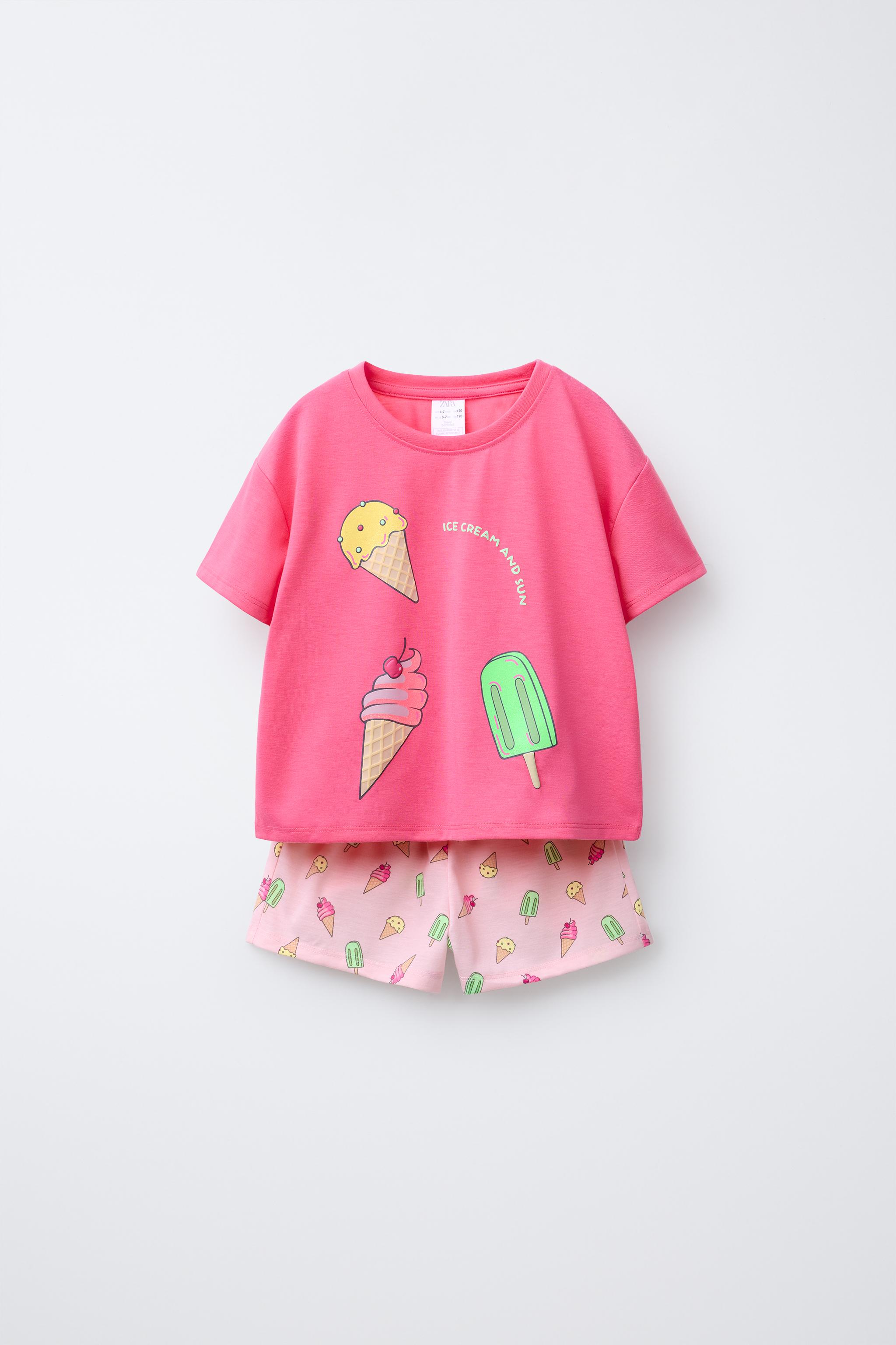 6-14 YEARS/ ICE CREAM T-SHIRT AND BERMUDA PAJAMAS