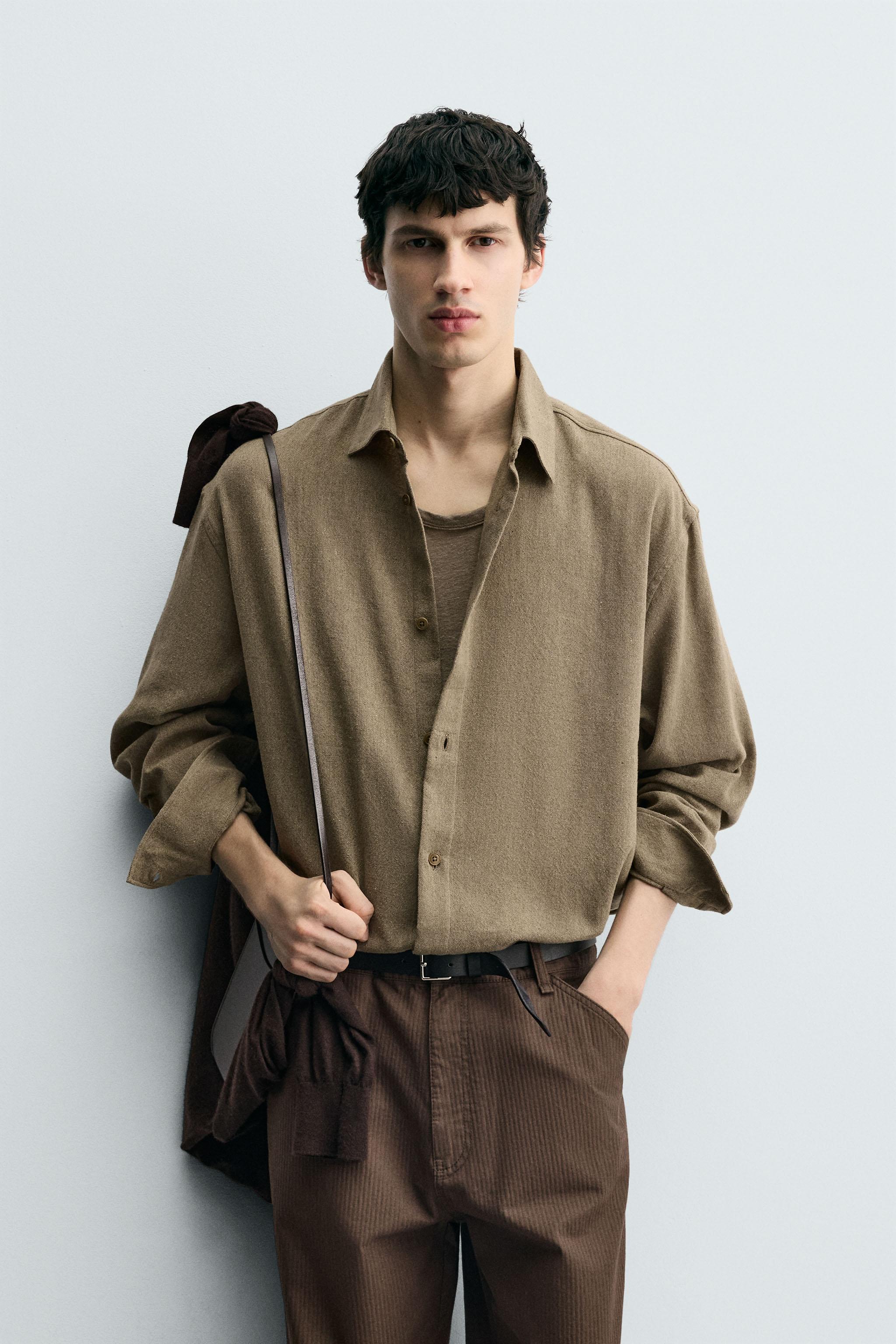 TEXTURED COTTON BLEND SHIRT