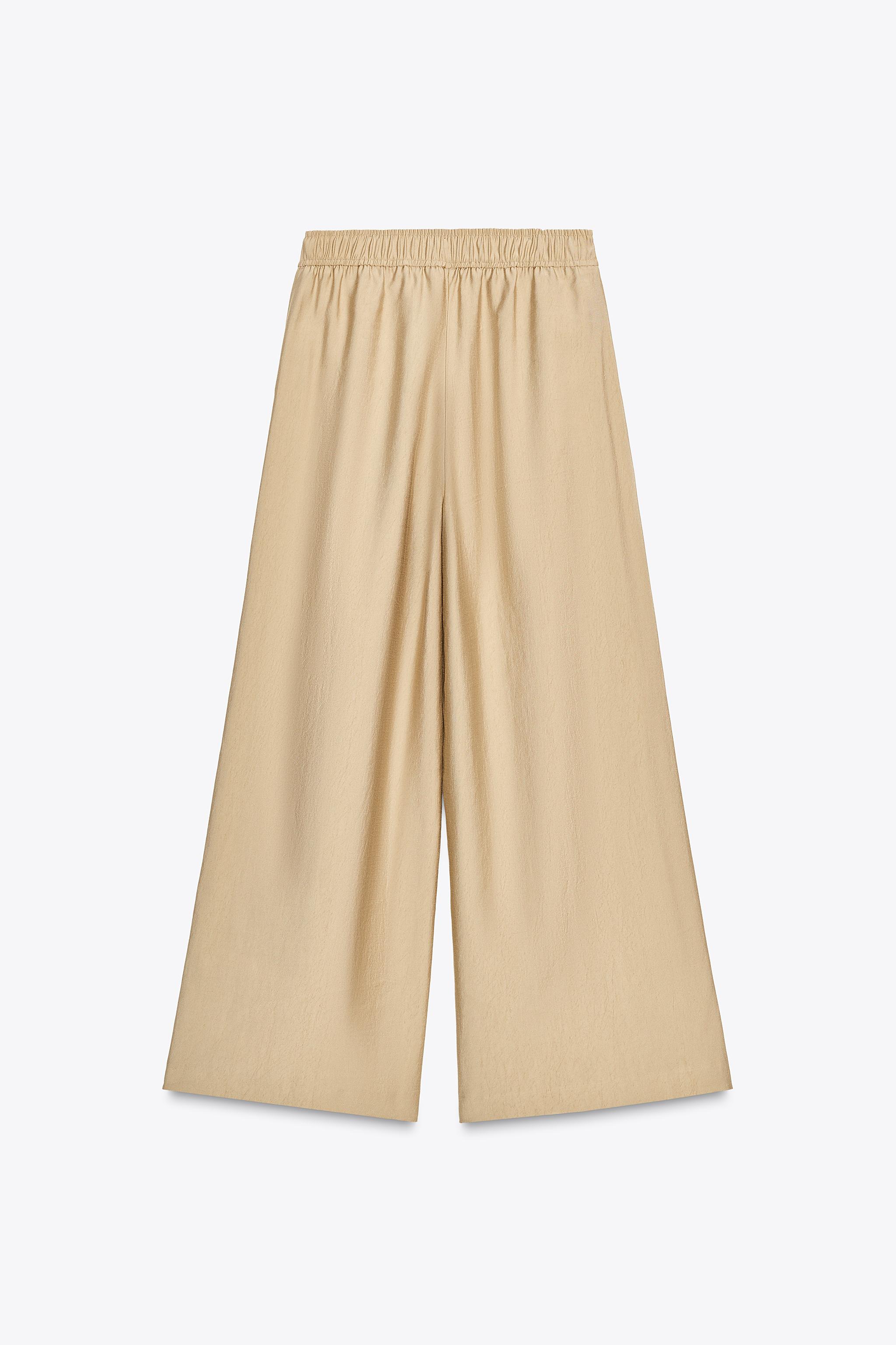 ELASTIC WAIST WIDE LEG PANTS