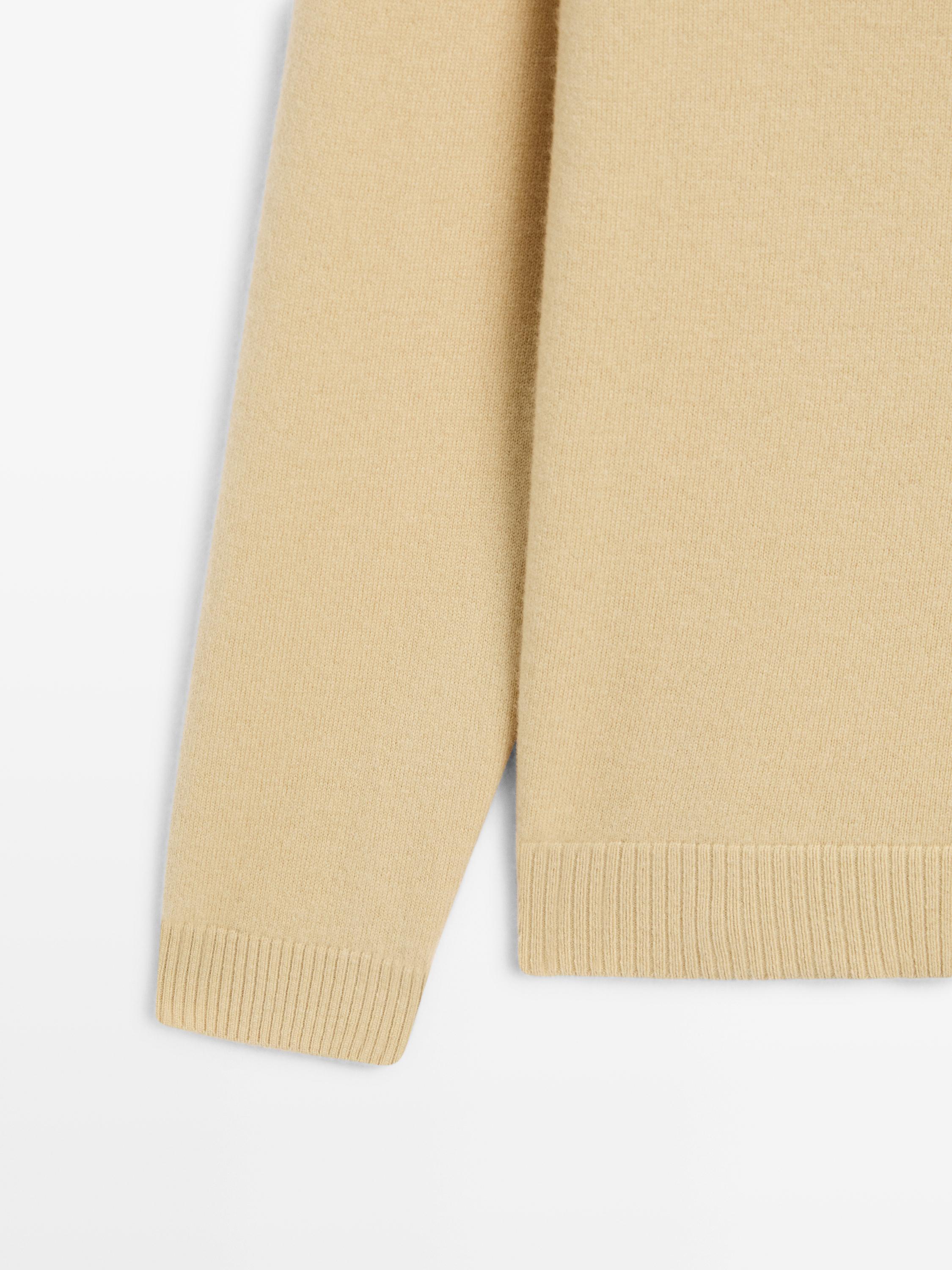 Wool blend crew neck knit sweater