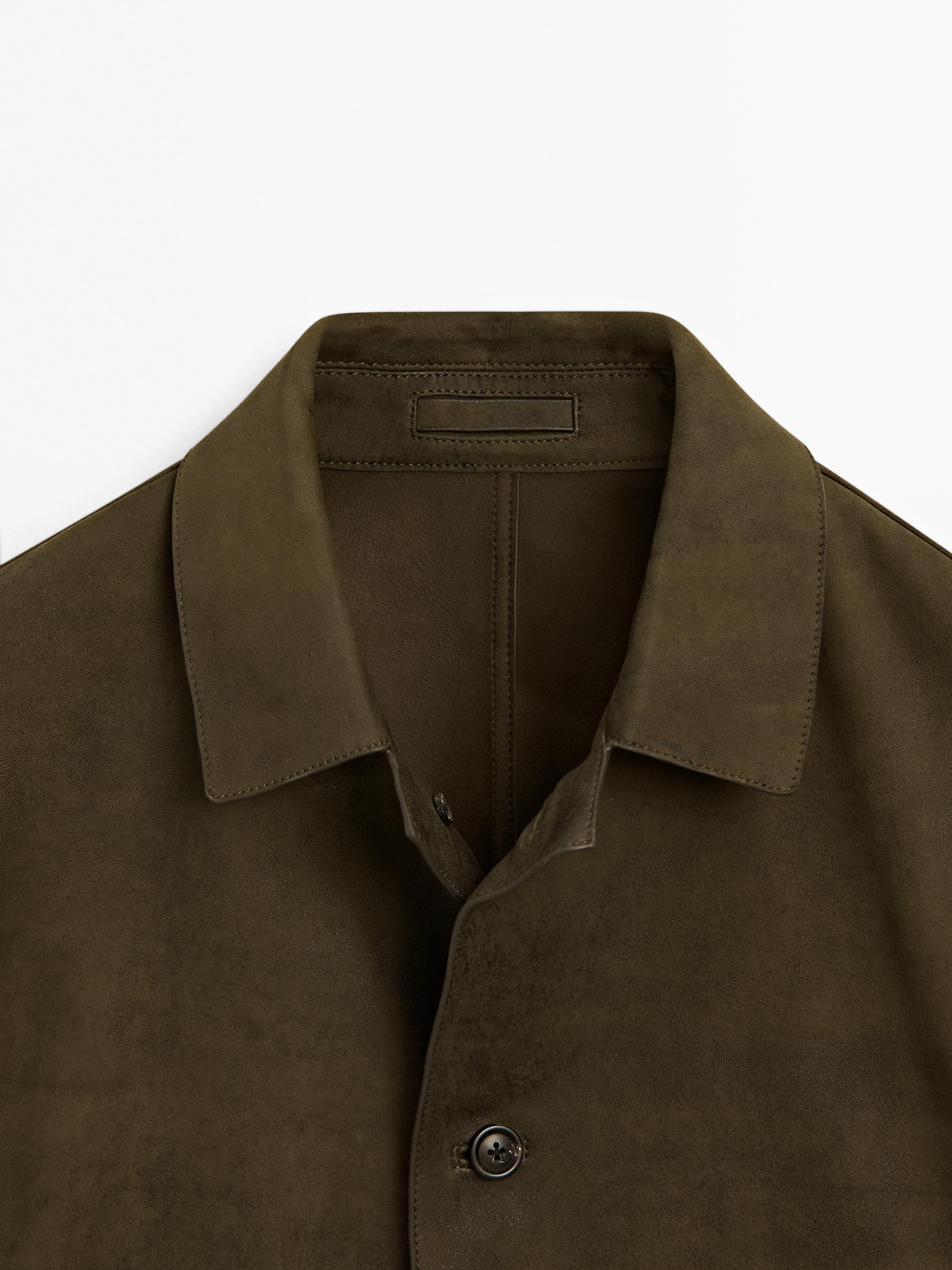 Distressed effect 100% sheepskin leather jacket