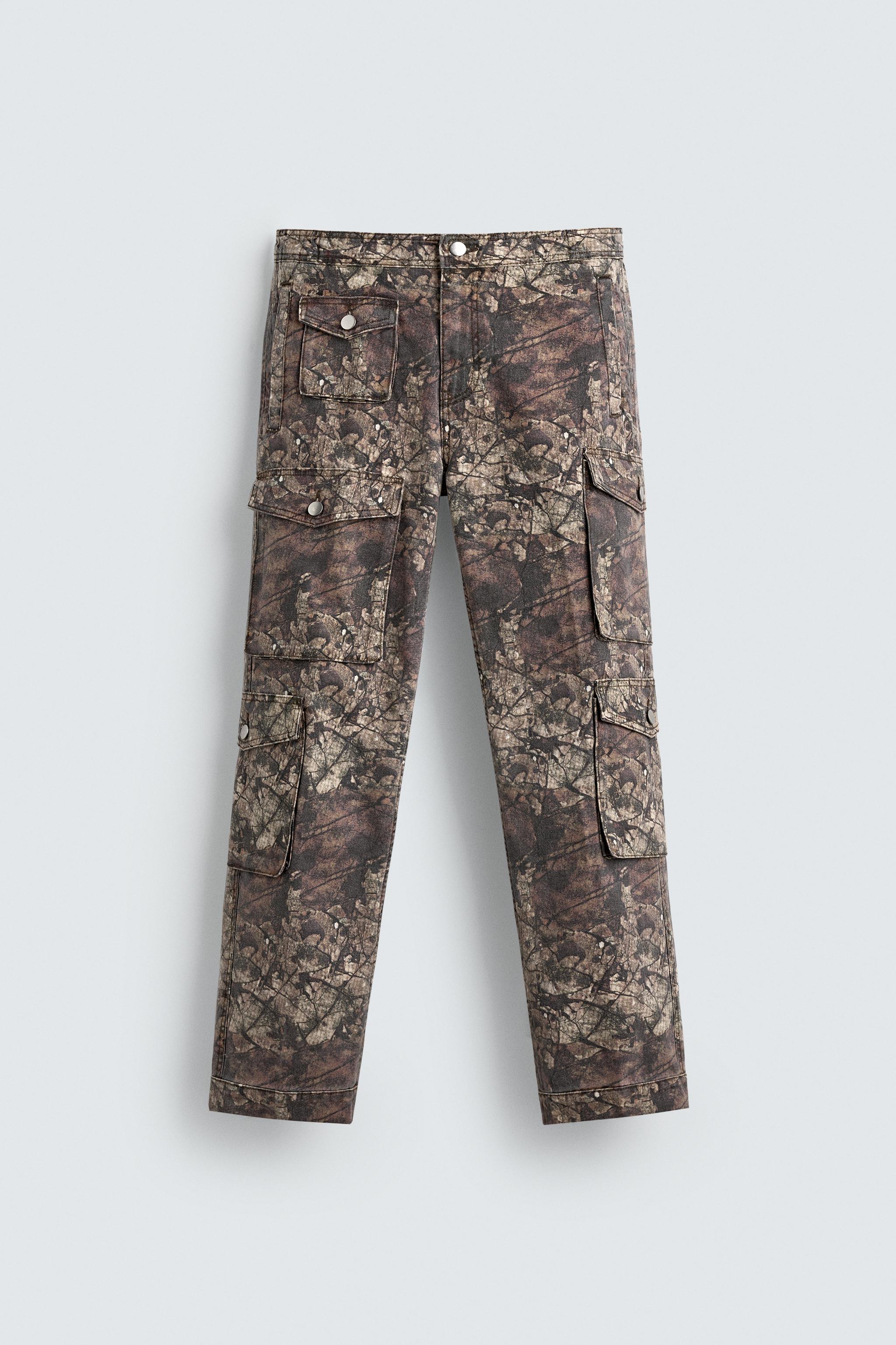 ABSTRACT PRINT POCKET CARGO PANTS