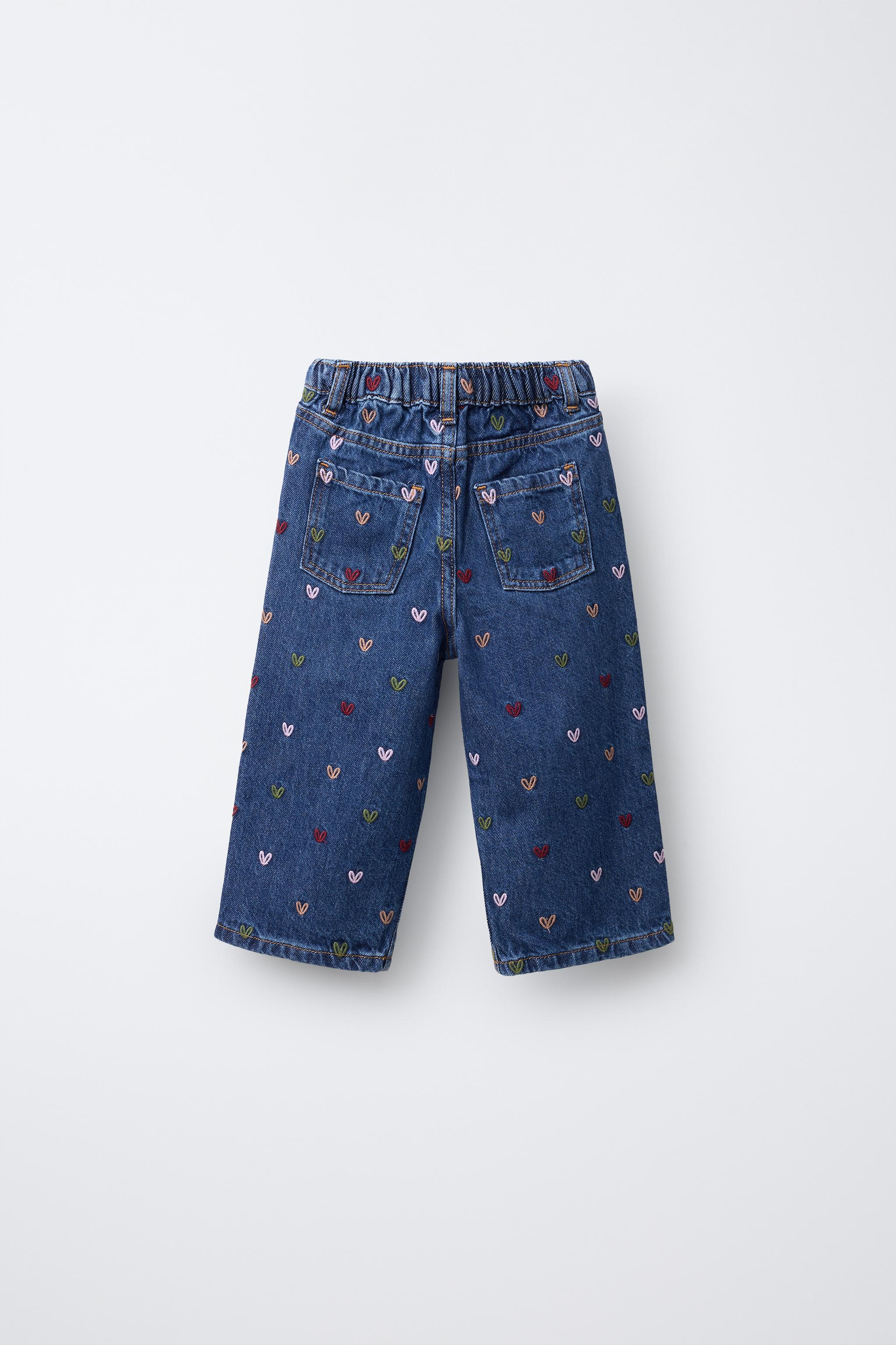 HEART EMBROIDERED CULOTTE JEANS