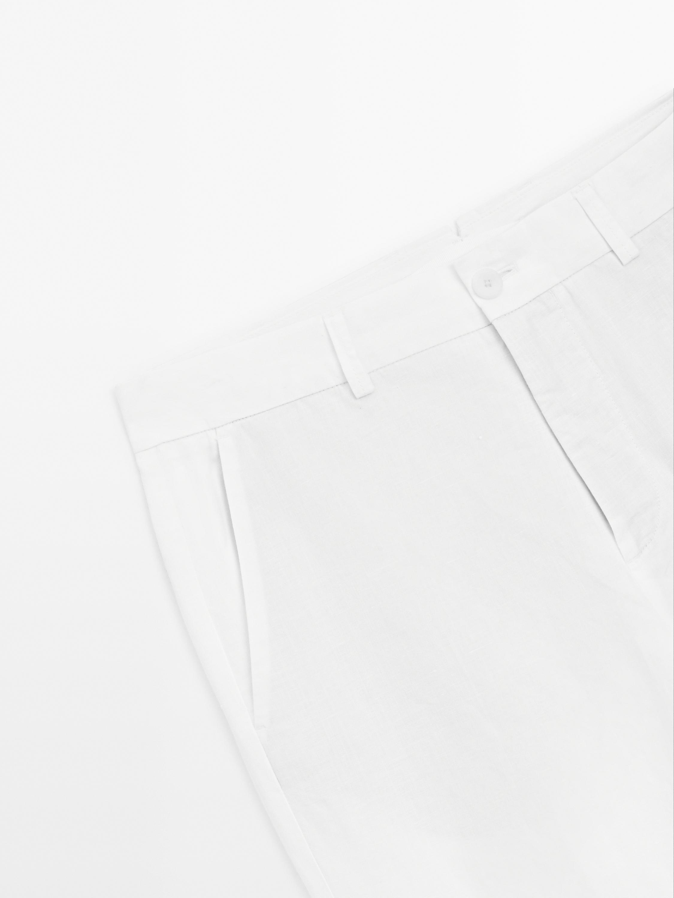 Cotton and linen blend tapered fit trousers