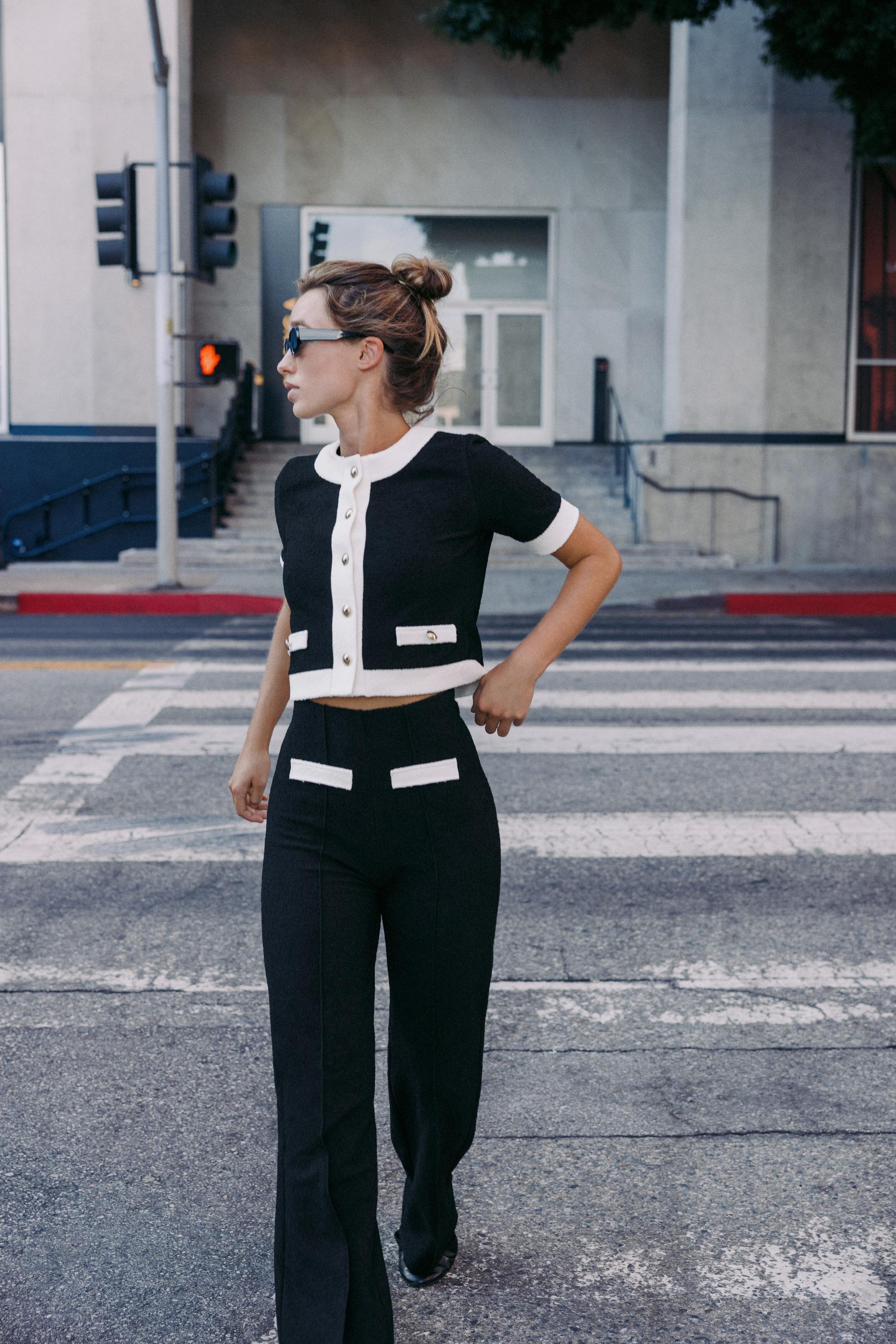 CONTRAST BOUCLÉ PANTS