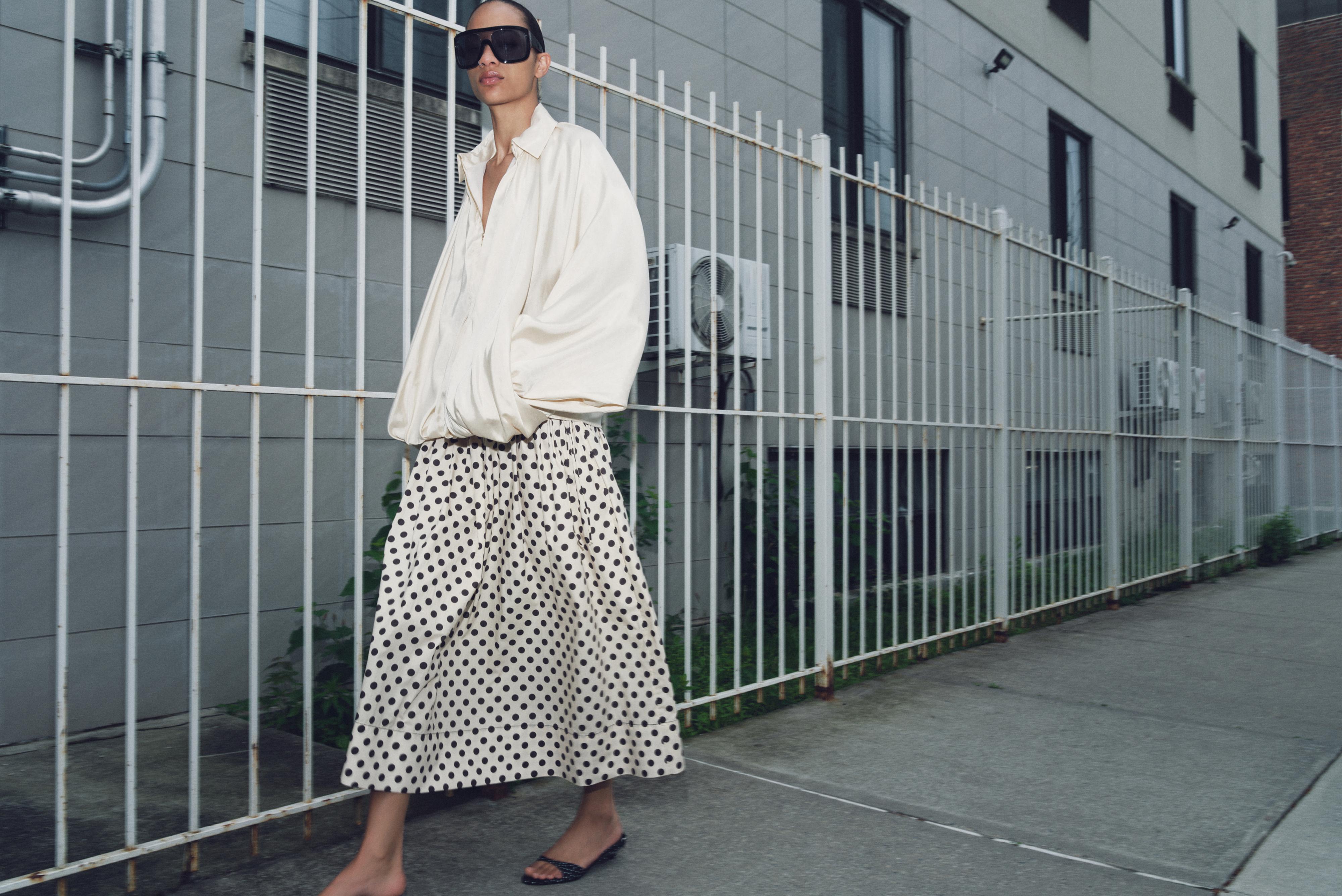 ZW COLLECTION POLKA DOT MIDI SKIRT