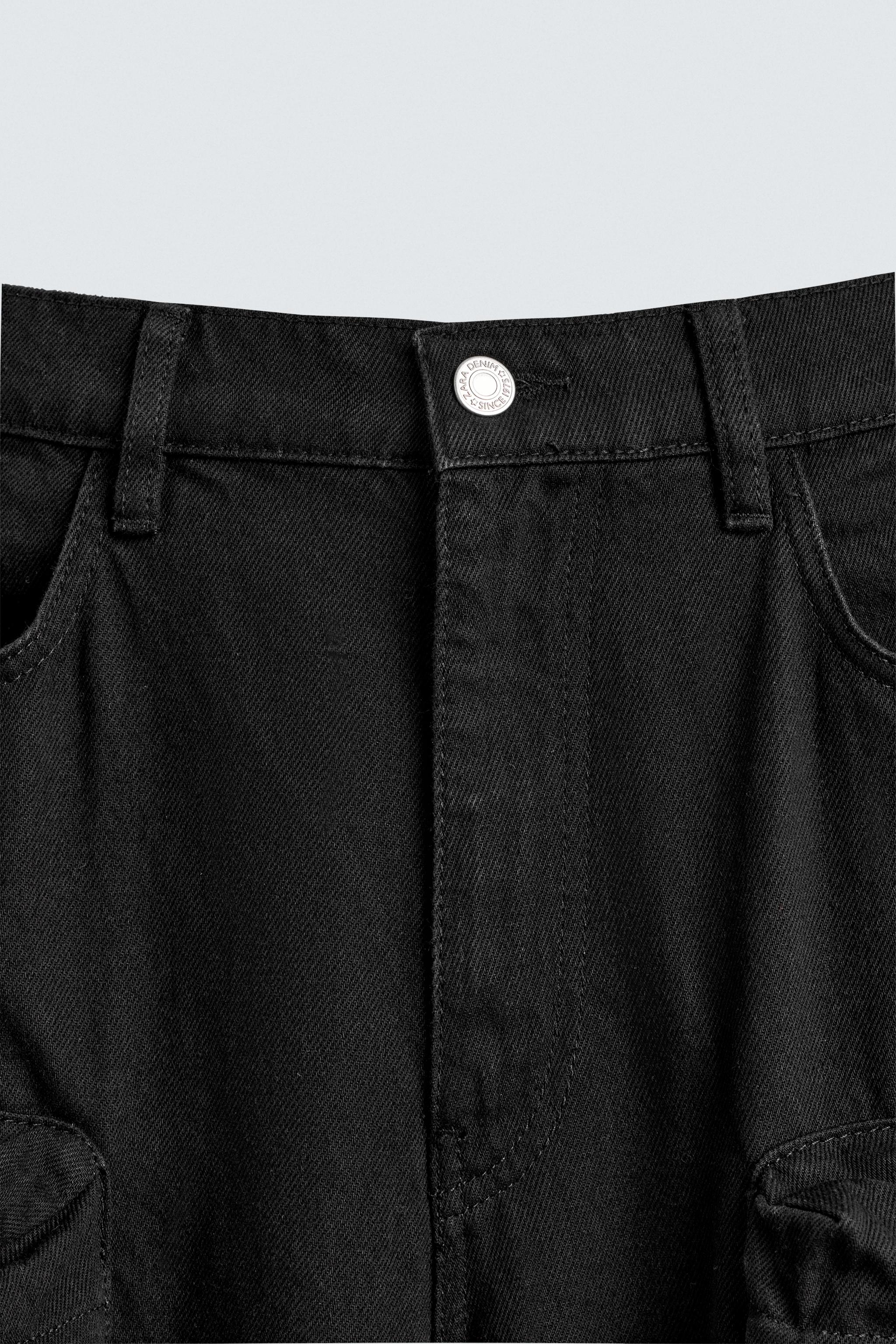 DENIM CARGO PANTS WITH POCKETS