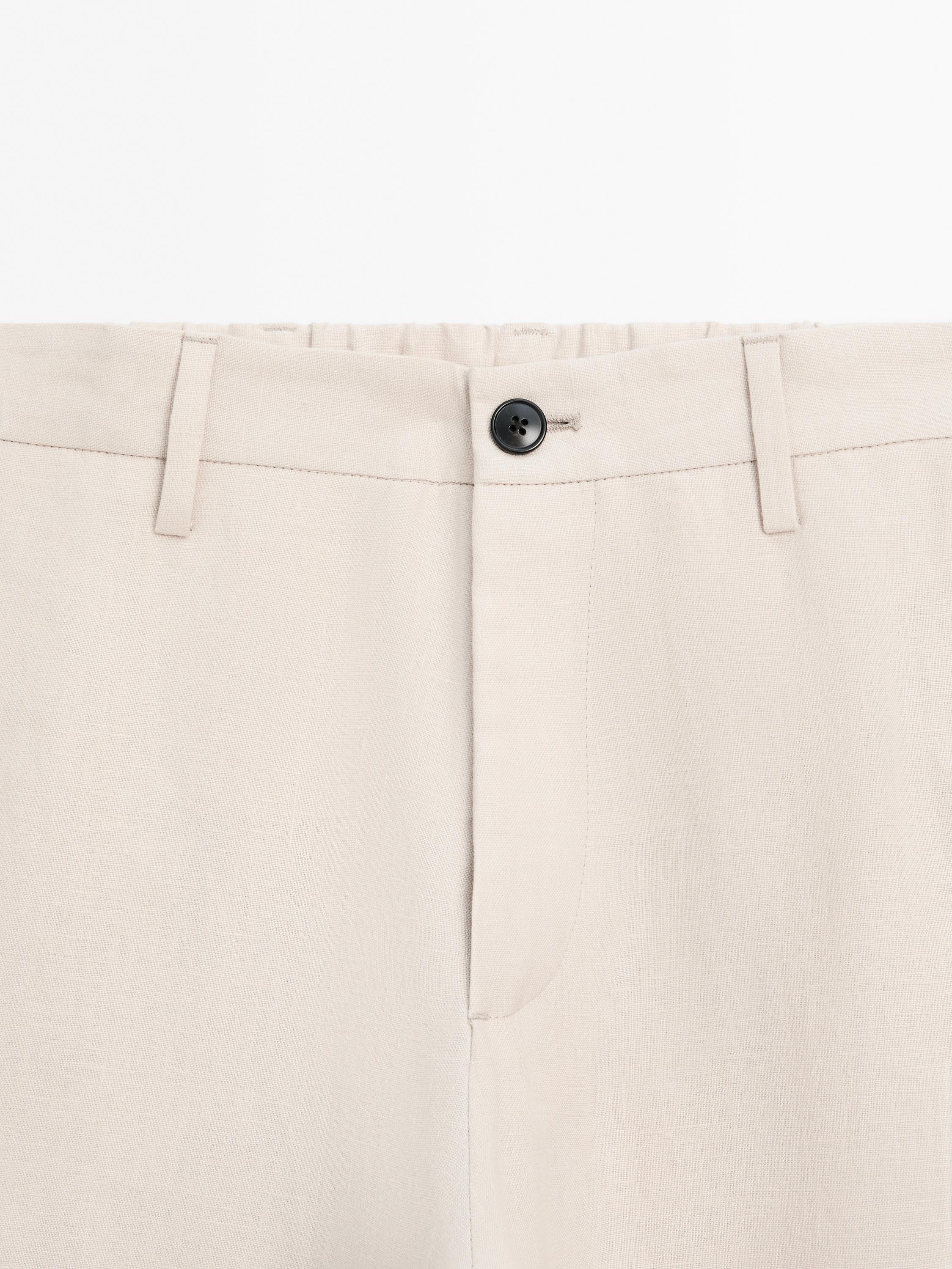 100% linen regular fit trousers