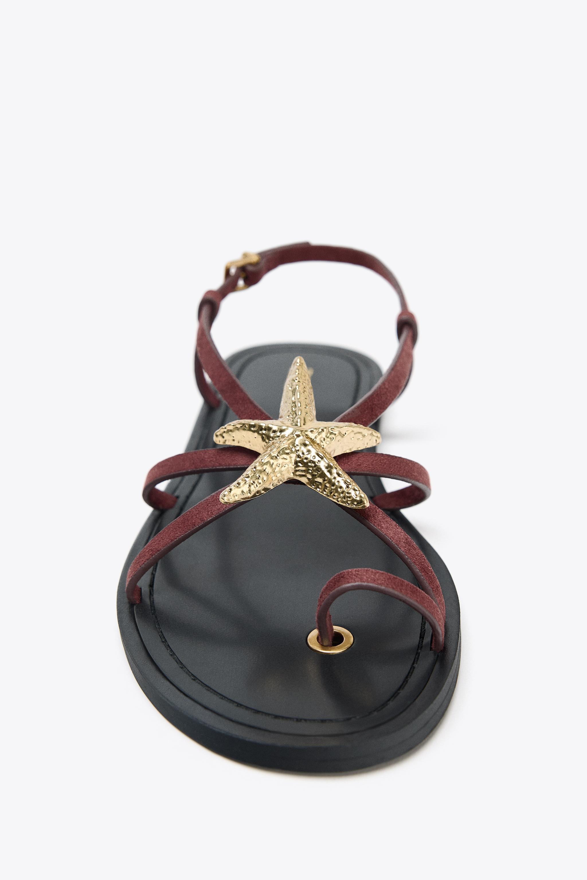 STRAPPY SANDALS WITH METALLIC DETAIL