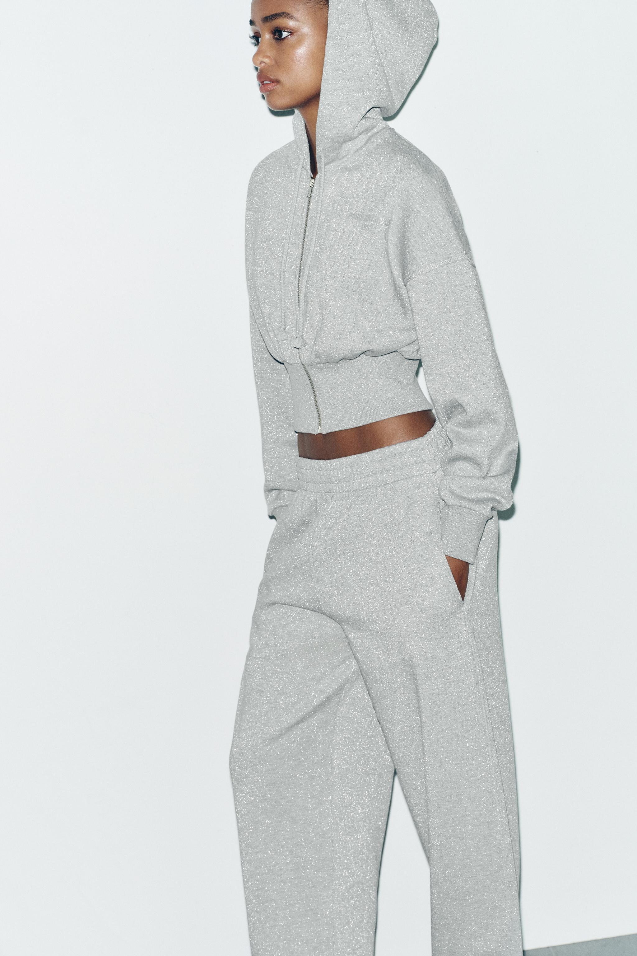 METALLIC THREAD CROP SWEATSHIRT