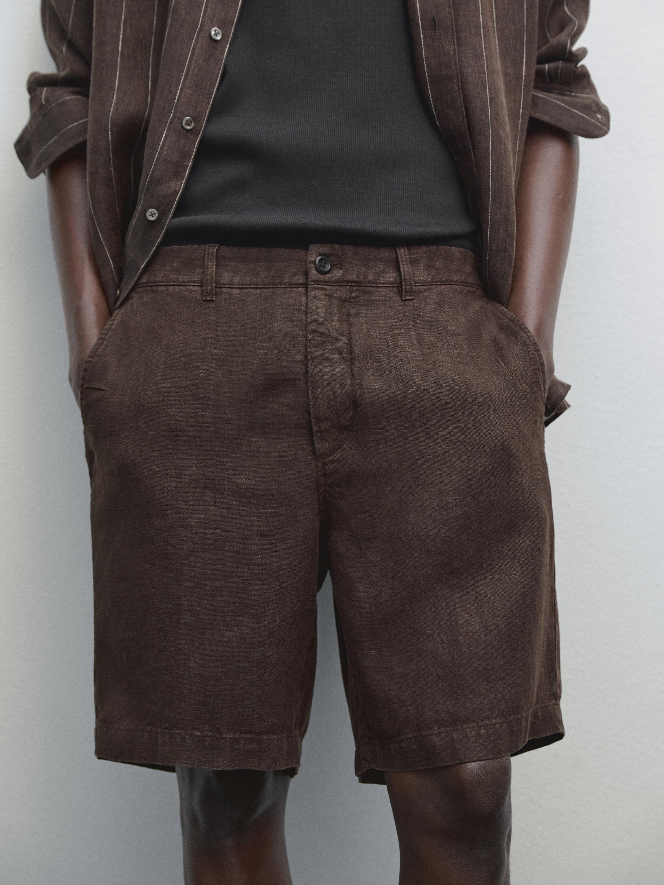 100% linen Bermuda shorts