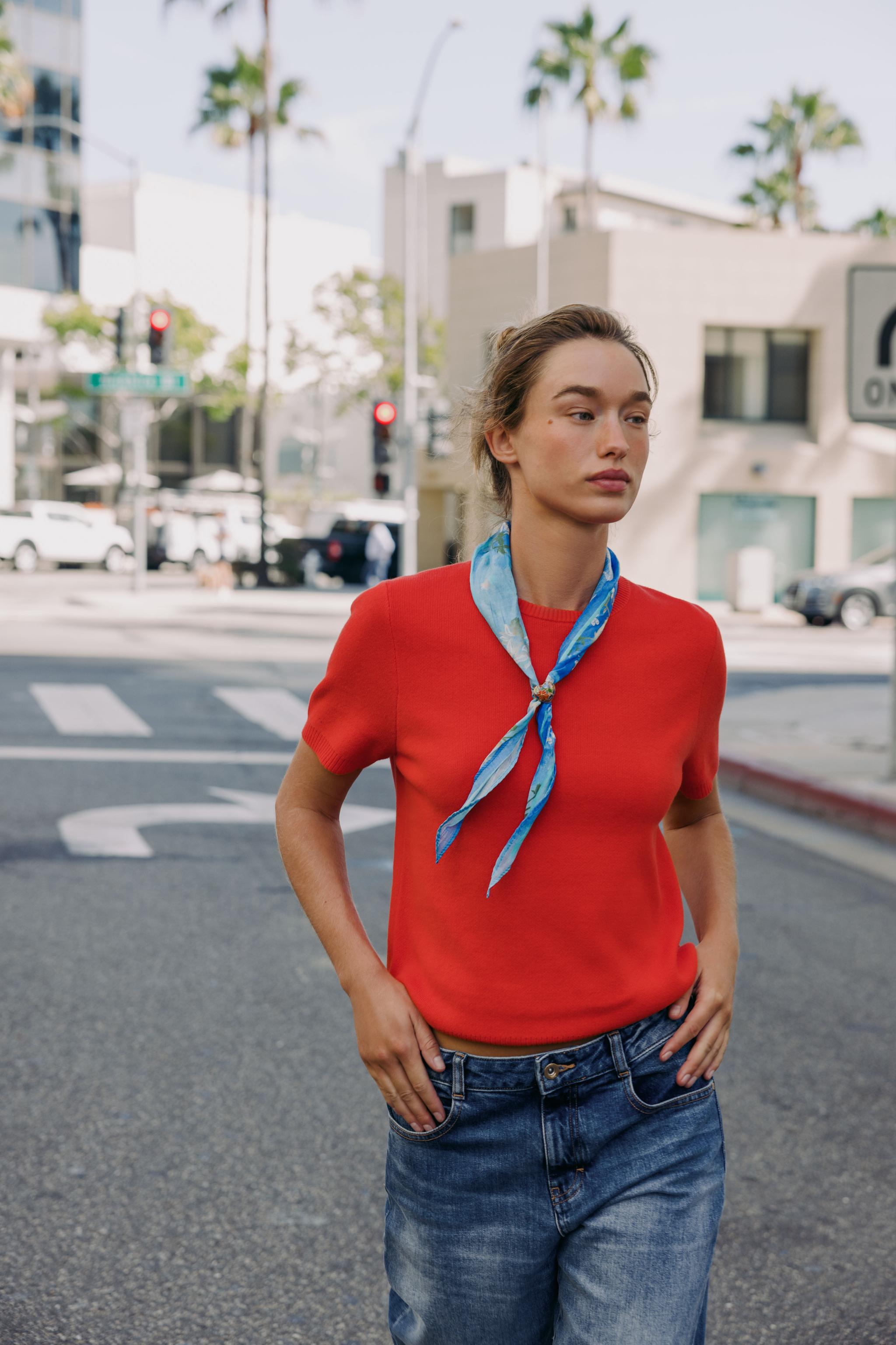 SHORT SLEEVE BASIC KNIT TOP