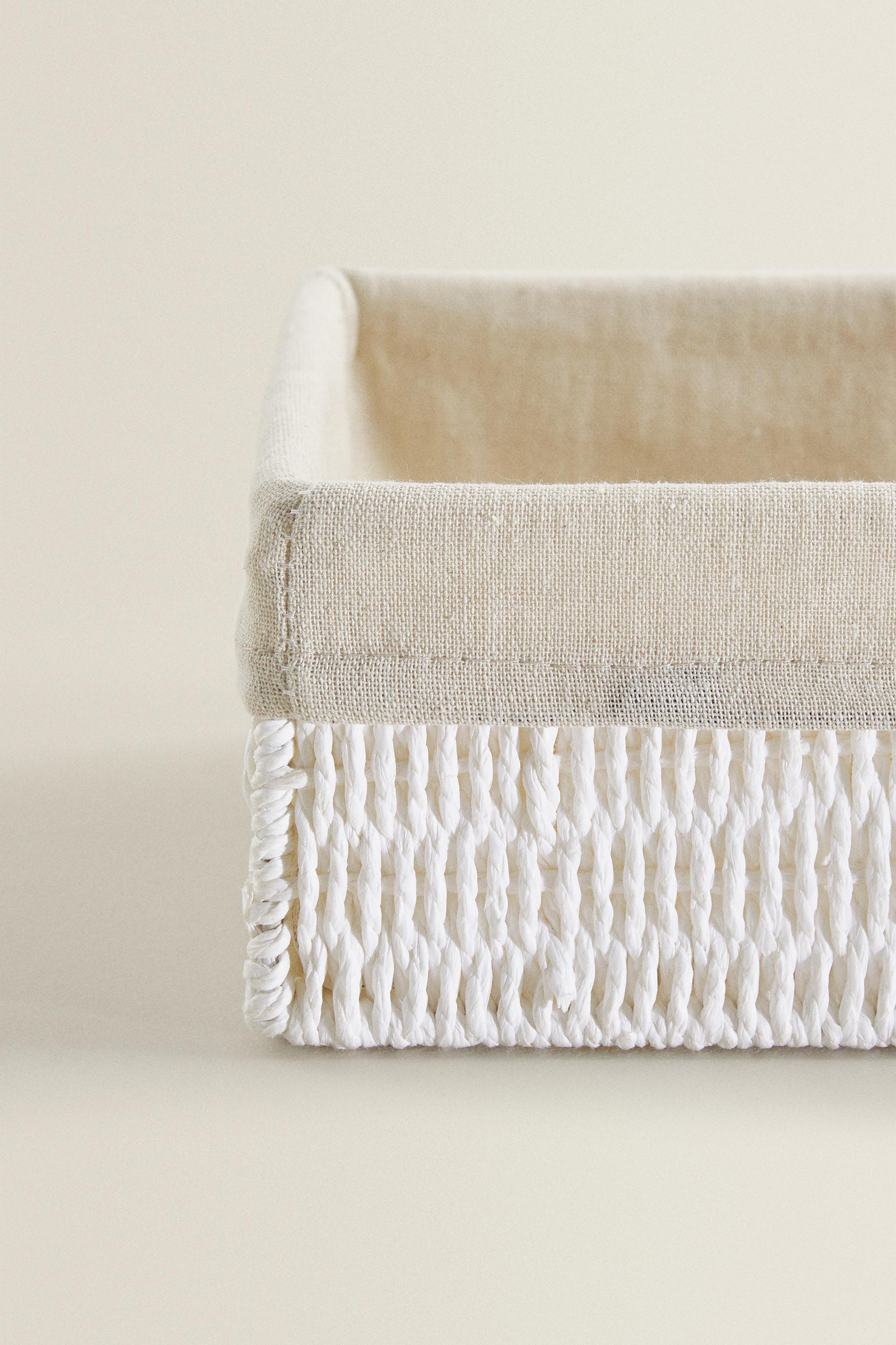 SQUARE FABRIC-LINED BASKET