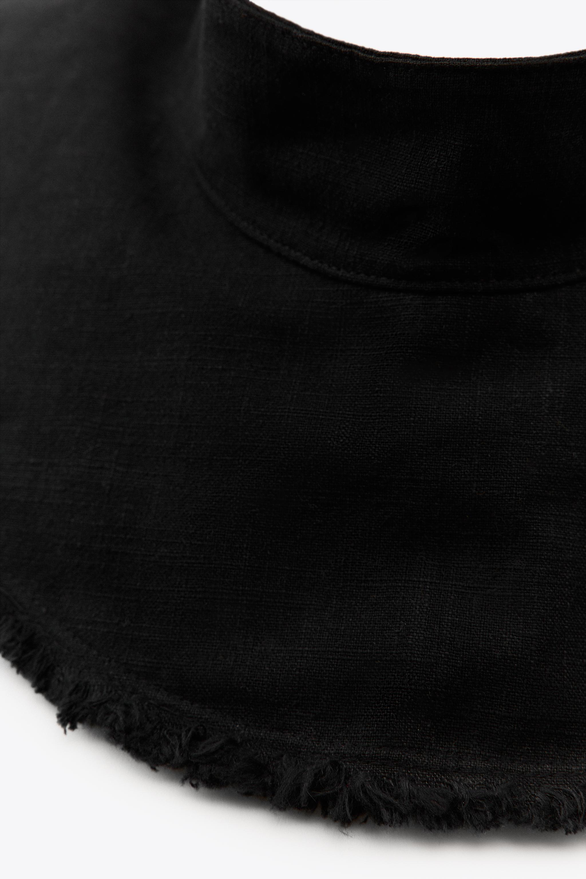 LINEN-BLEND FRAYED VISOR