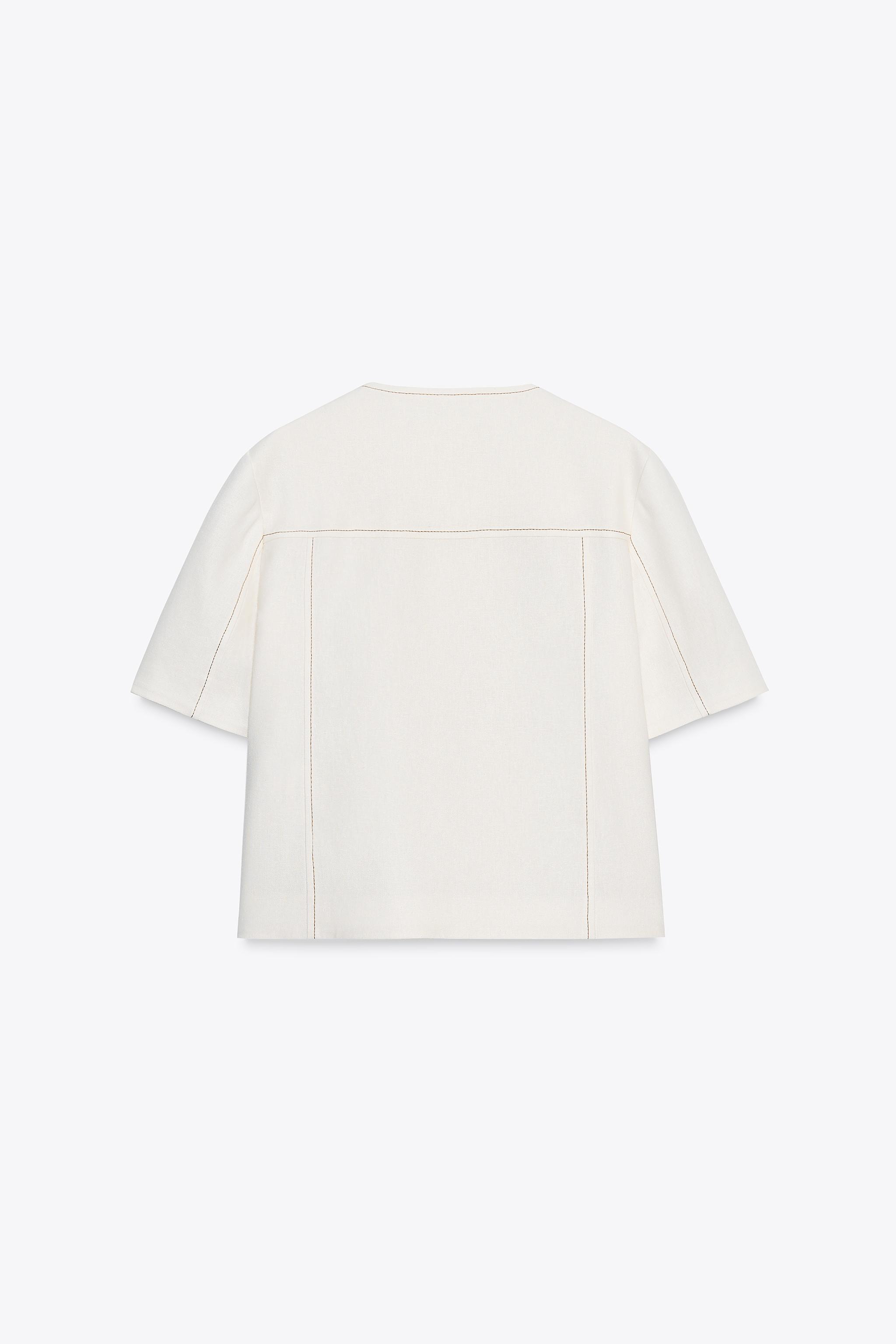 SHORT SLEEVE BLAZER WITH LINEN