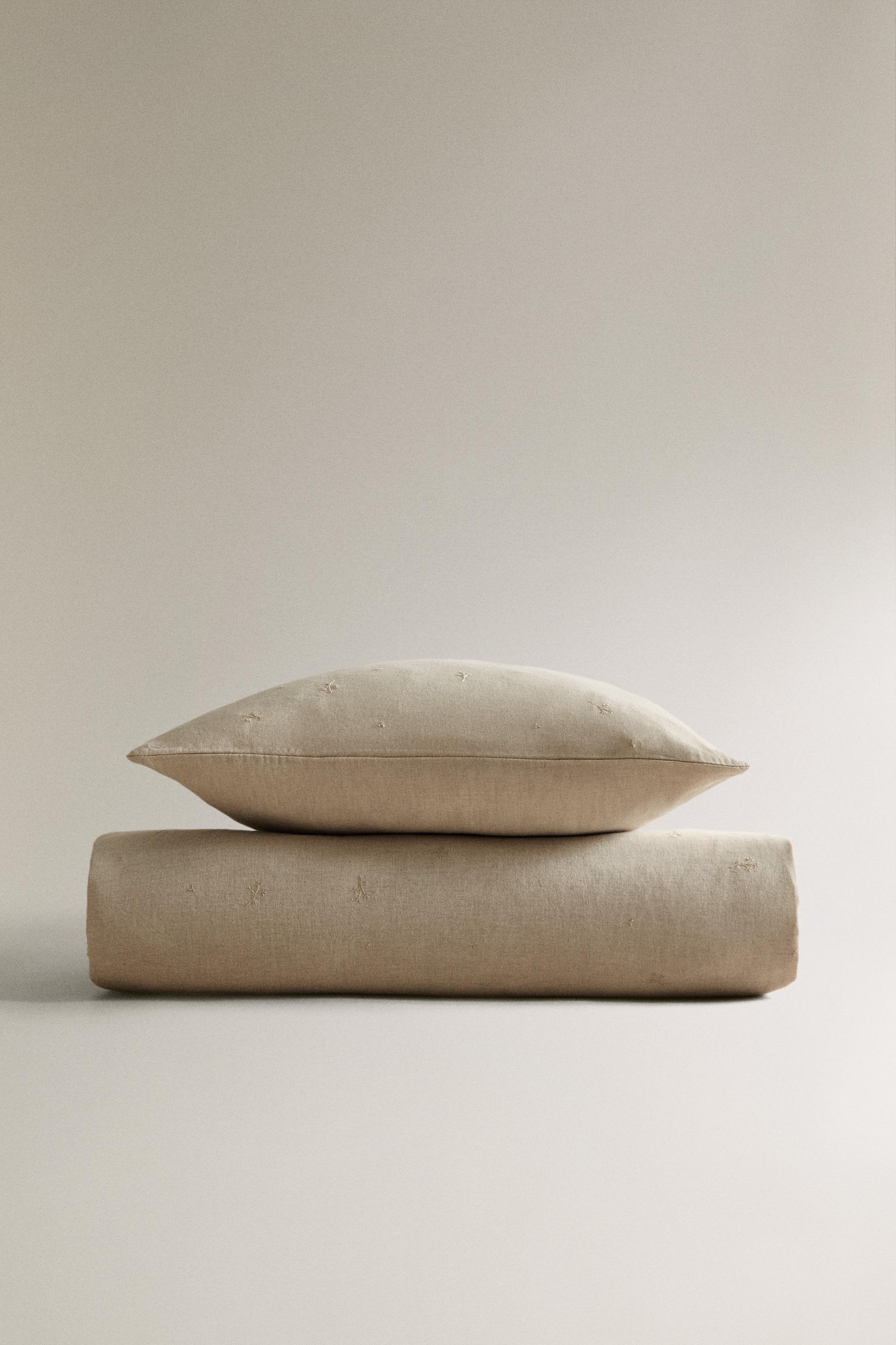 CHILDREN'S LINEN DUVET COVER WITH FLORAL EMBROIDERY