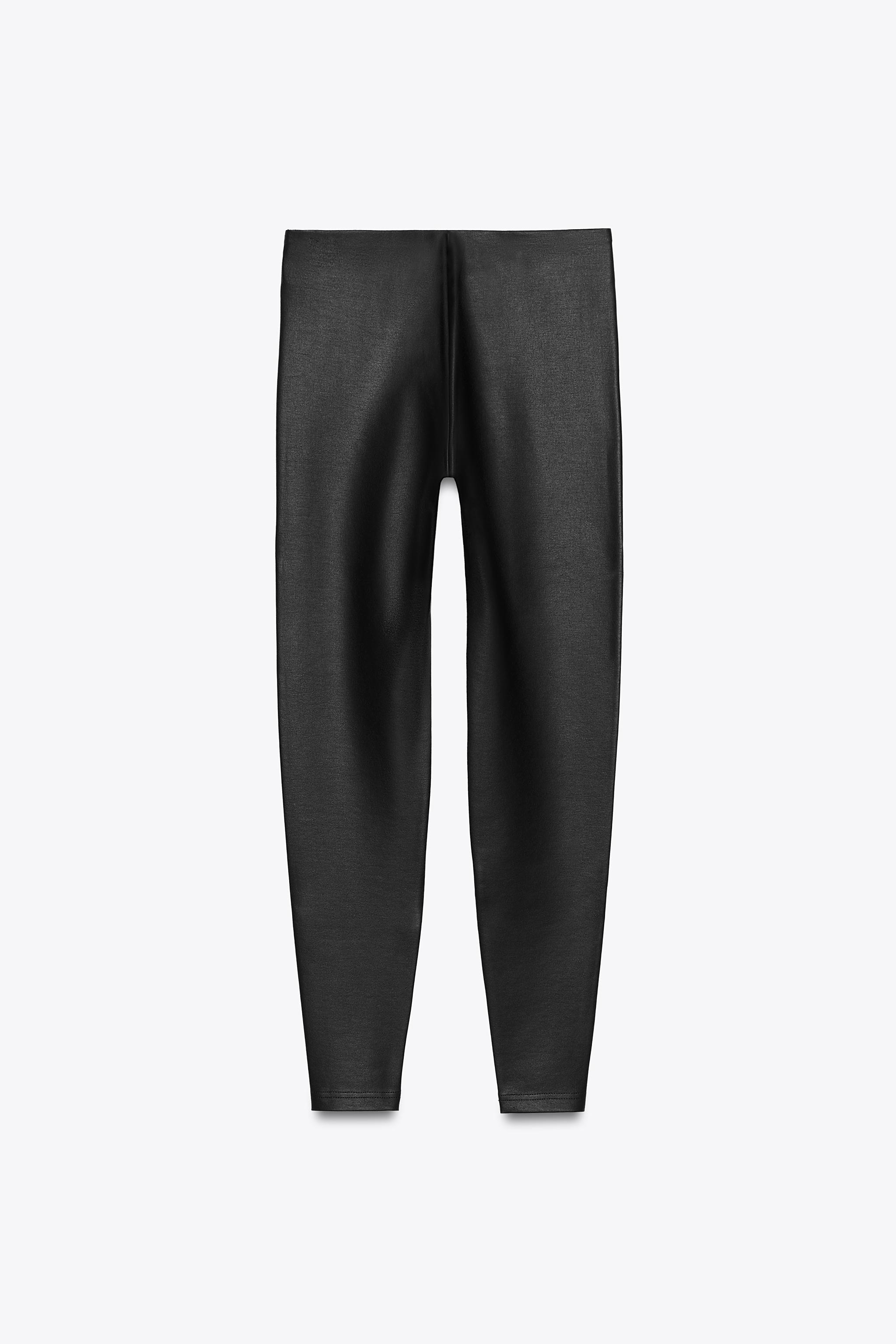 MID-RISE FAUX LEATHER EFFECT LEGGINGS