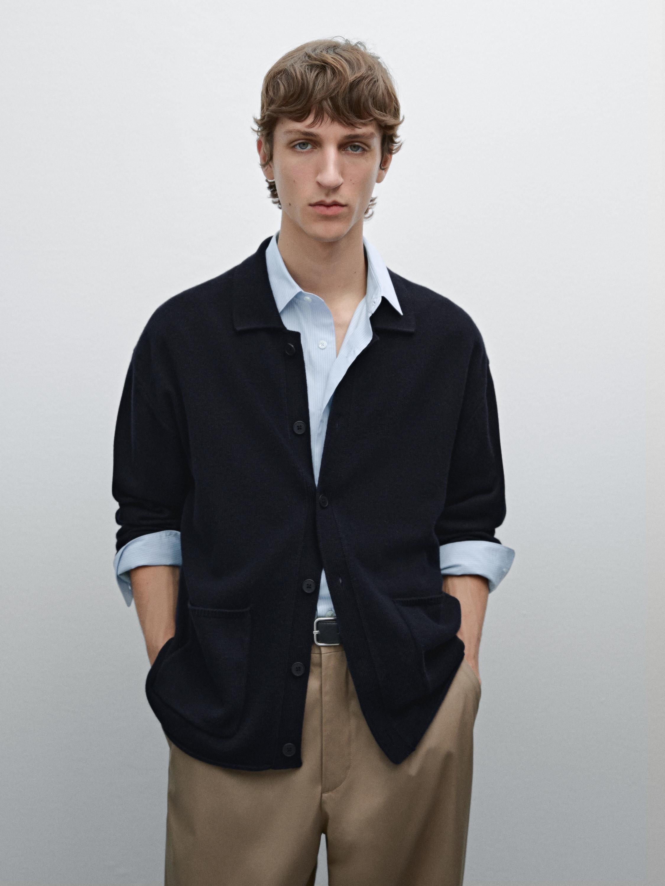 Cotton blend knit cardigan