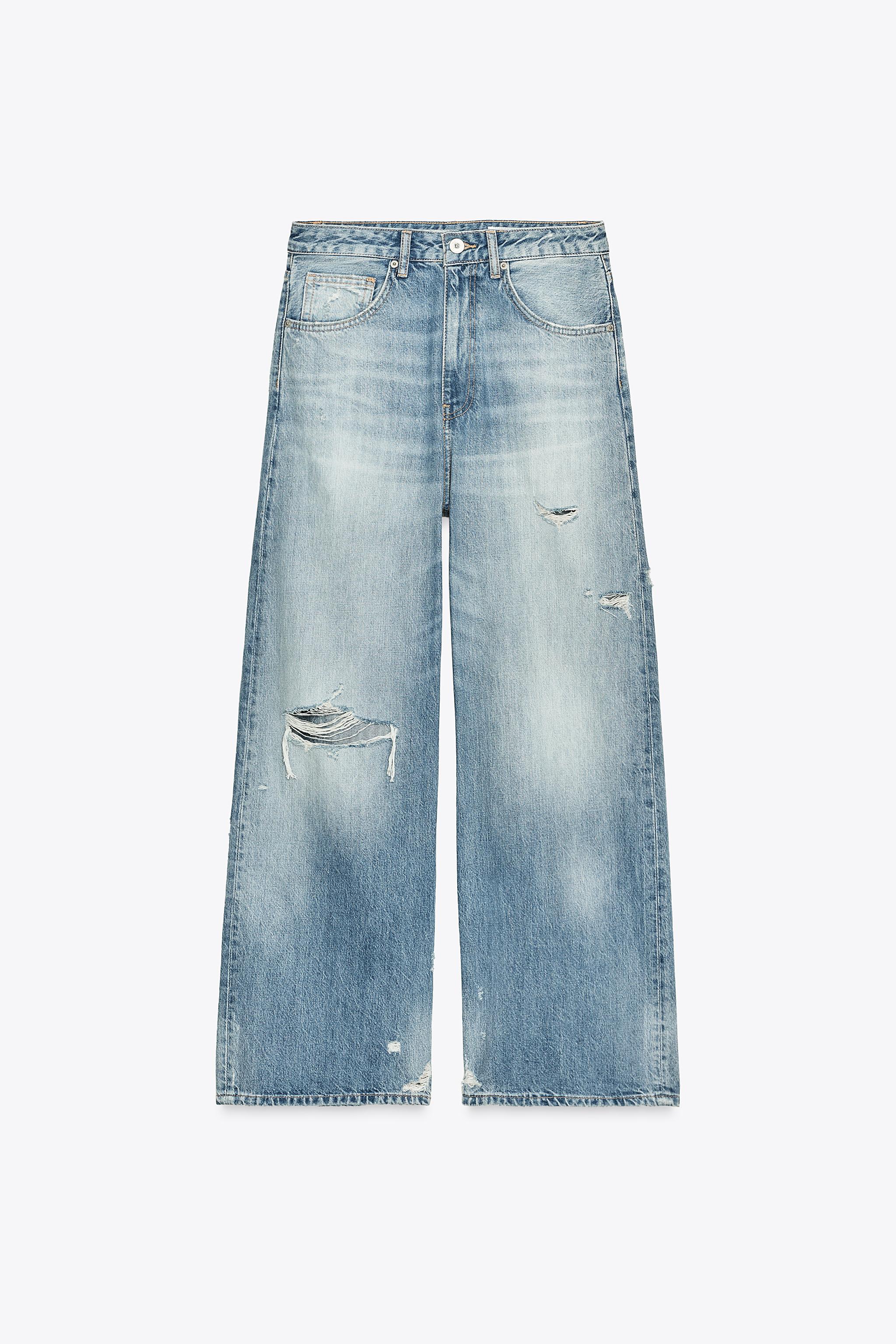 TRF MID-RISE RIPPED BAGGY JEANS