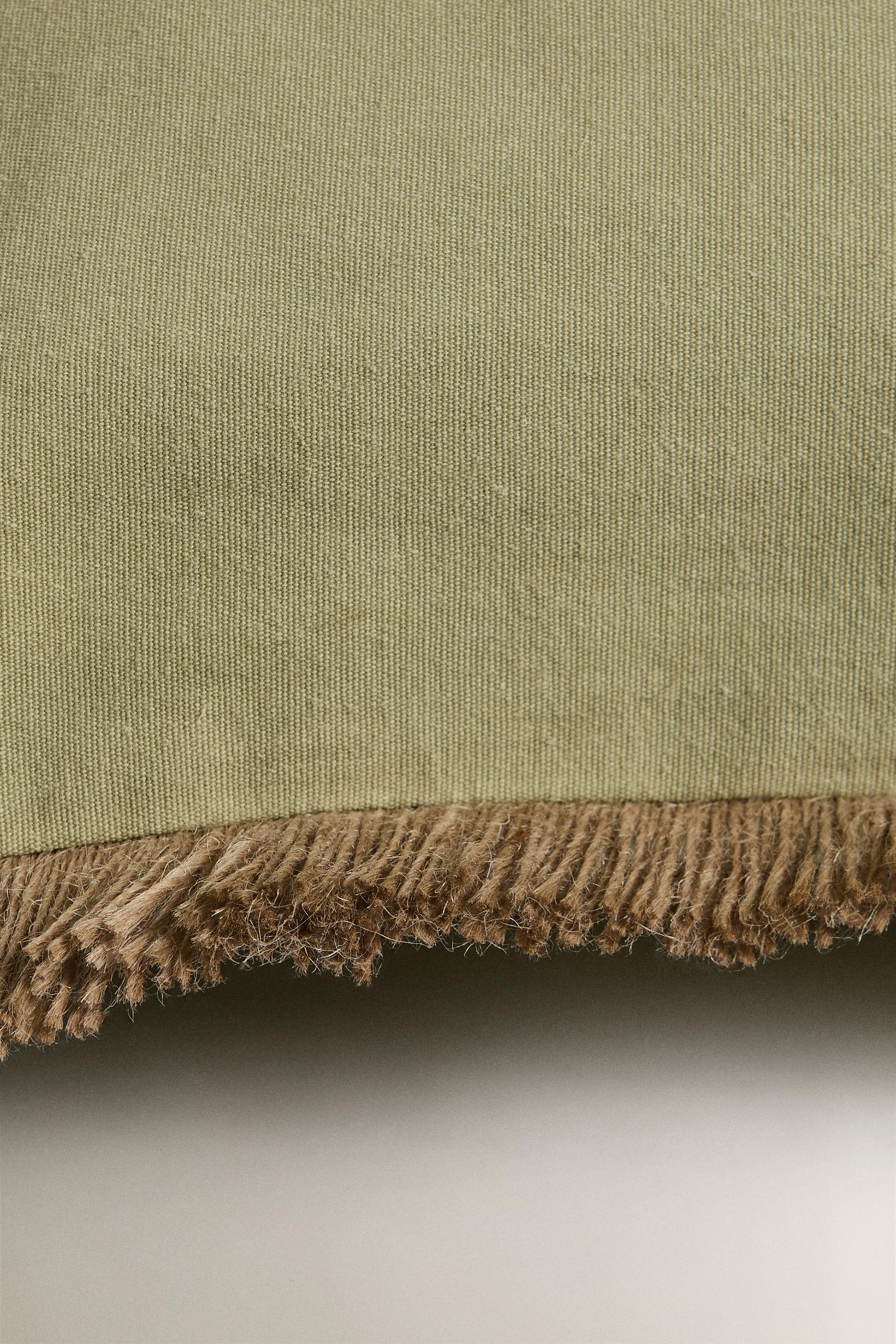 FRINGED JUTE THROW PILLOW COVER