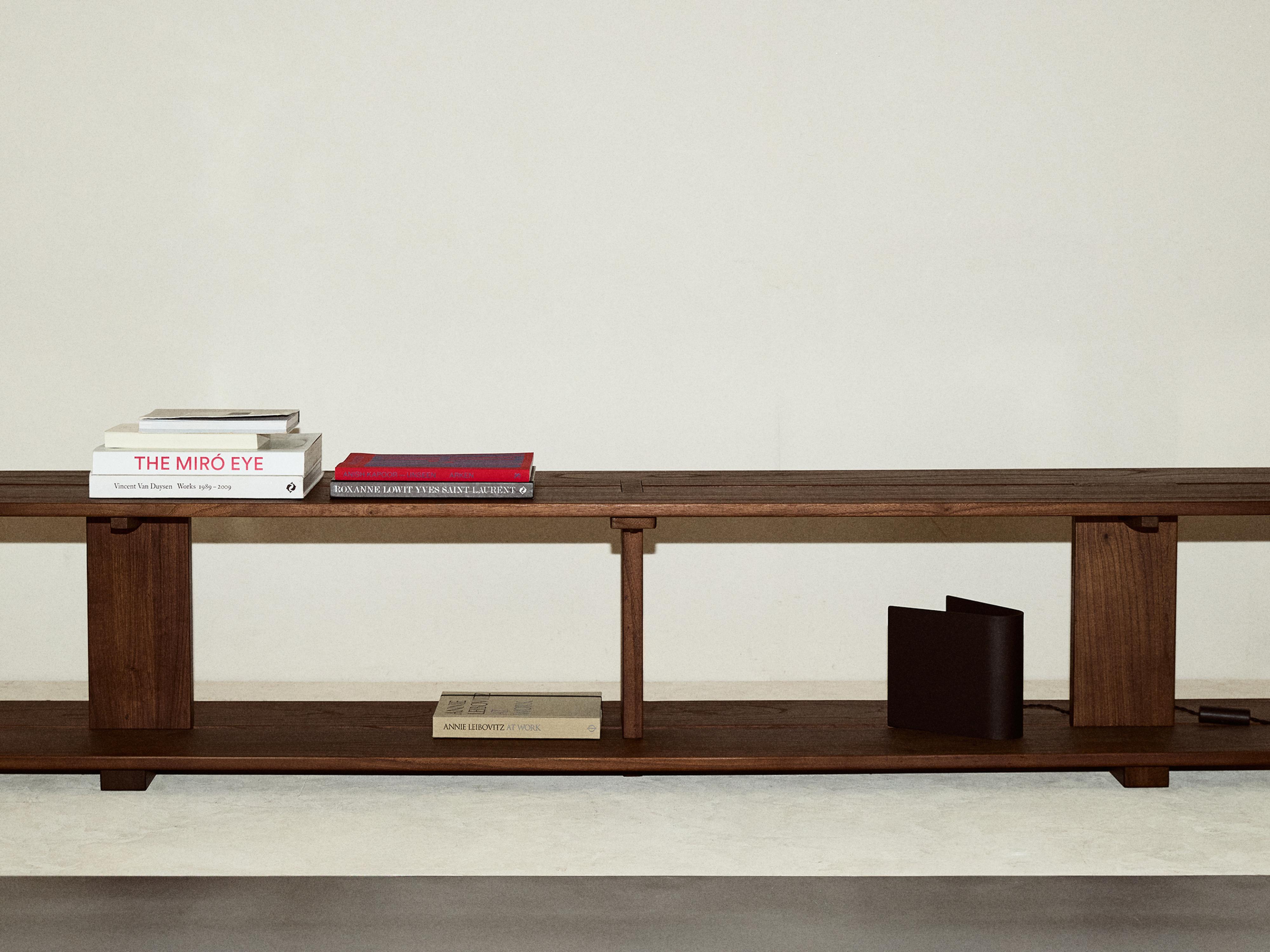 ELM WOOD SHELVING UNIT WITH TWO SHELVES