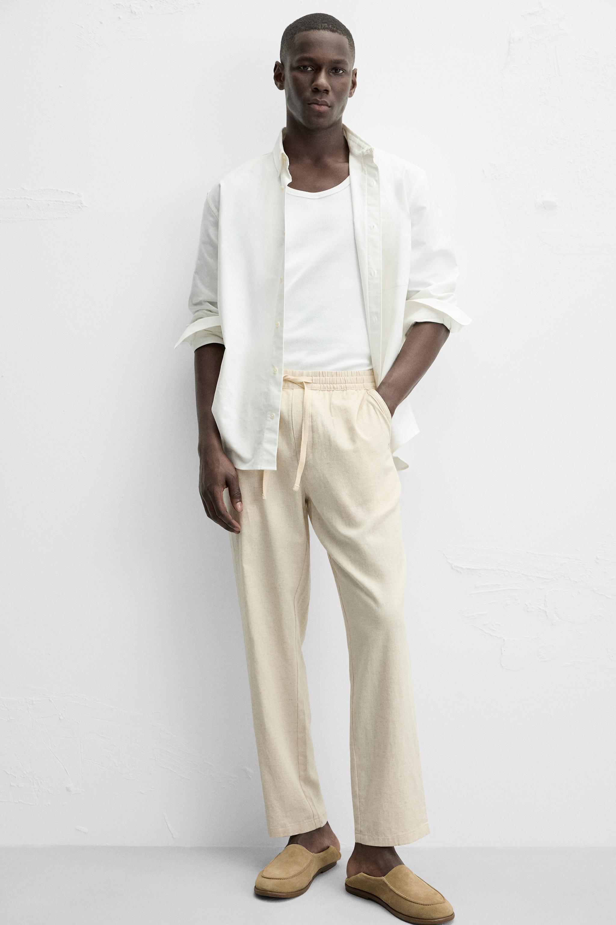 RELAXED FIT COTTON LINEN PANTS