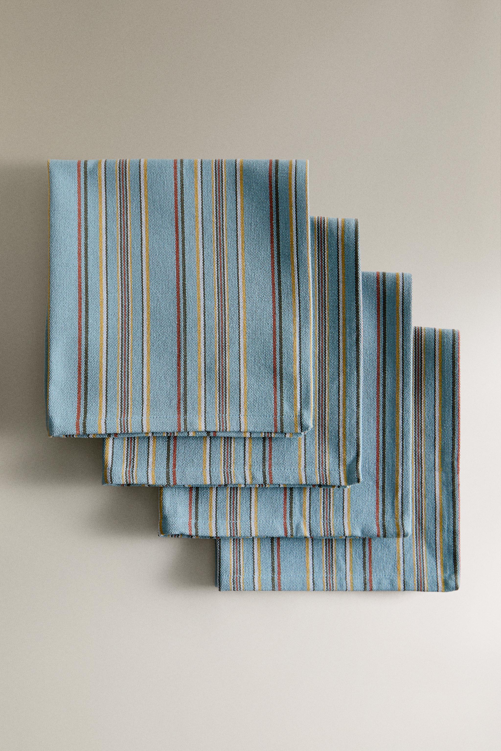 SET OF COTTON NAPKINS WITH MULTICOLORED STRIPES (SET OF 4)