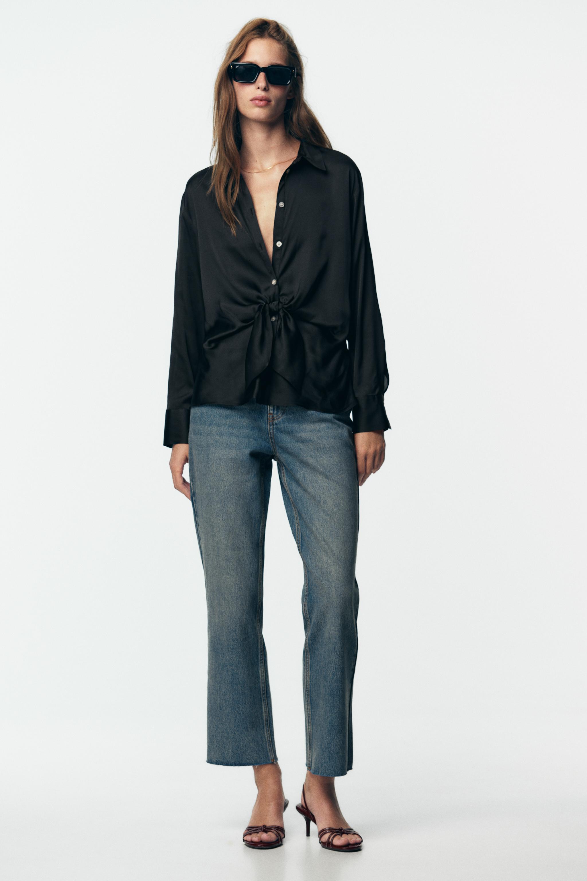 KNOTTED SATIN EFFECT SHIRT