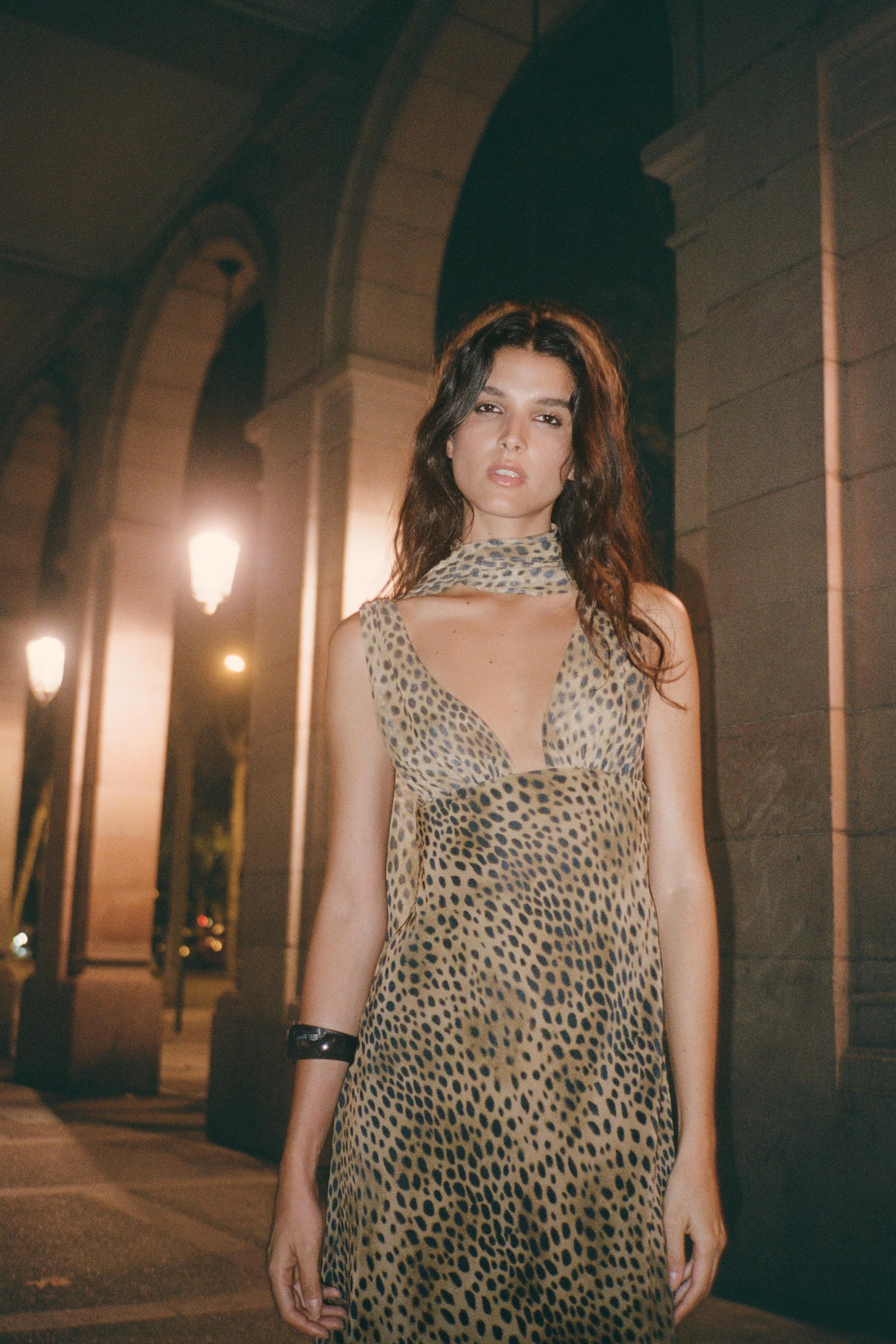 ANIMAL PRINT FOULARD DRESS