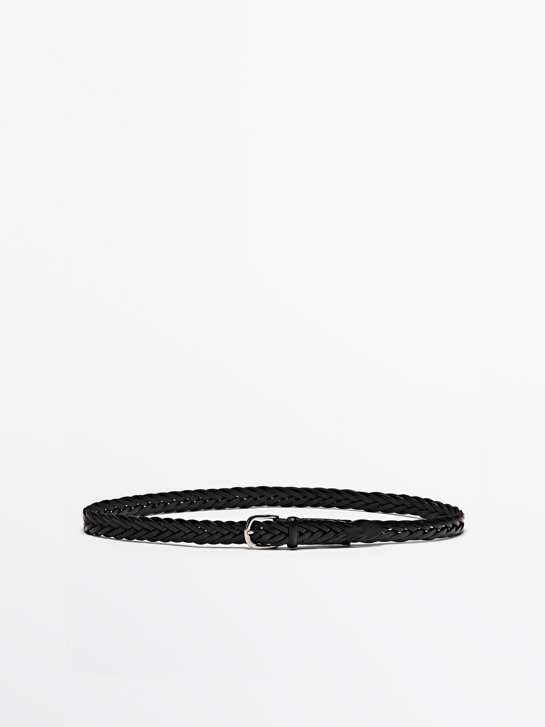 Plaited leather belt