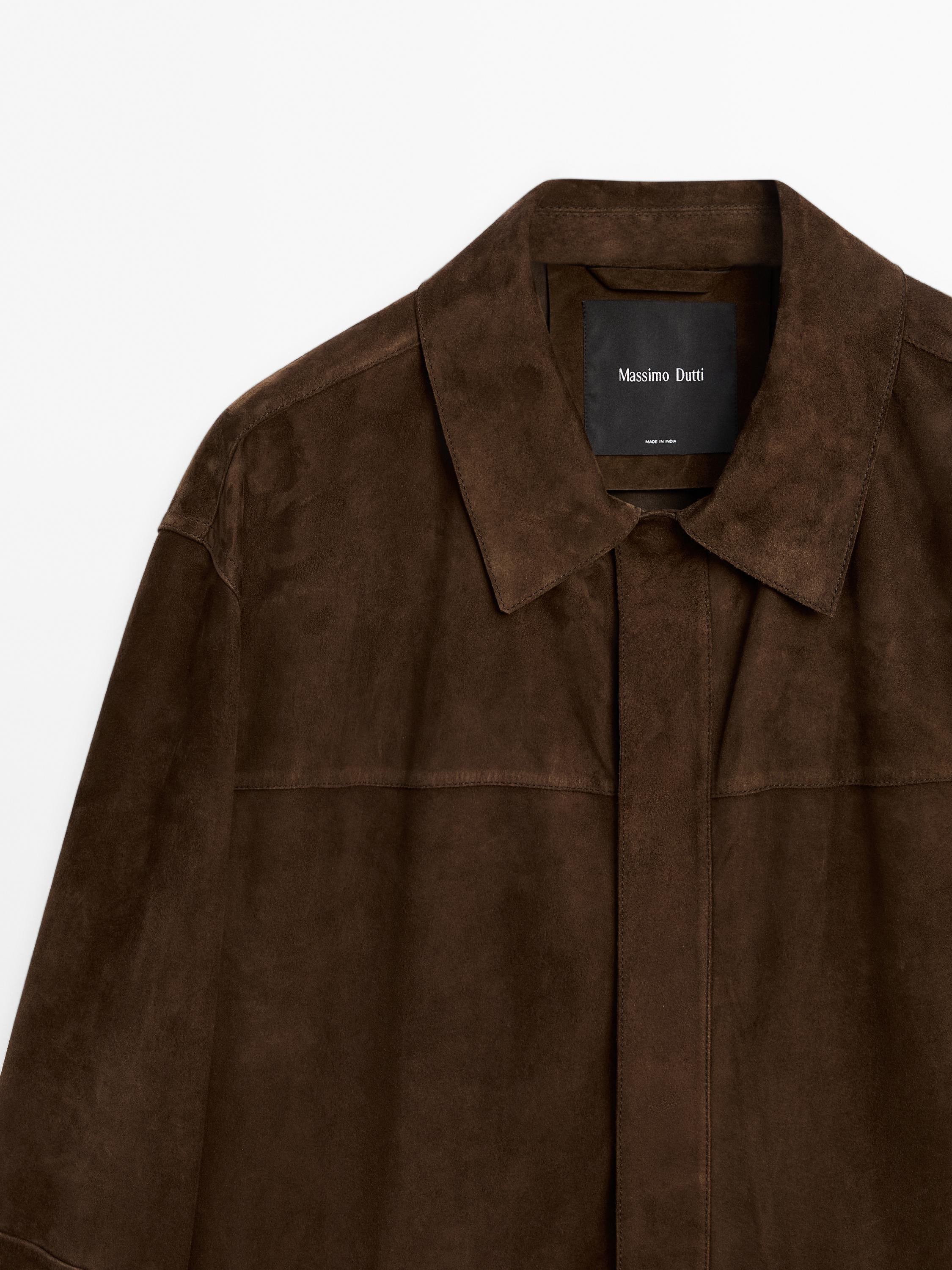 Lightweight suede leather overshirt