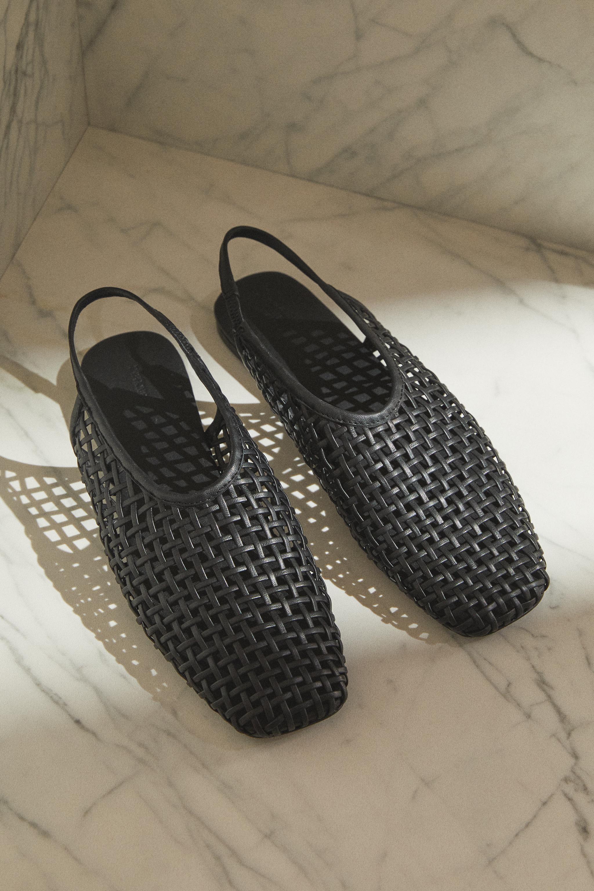 BRAIDED LEATHER SLINGBACK BALLET FLATS