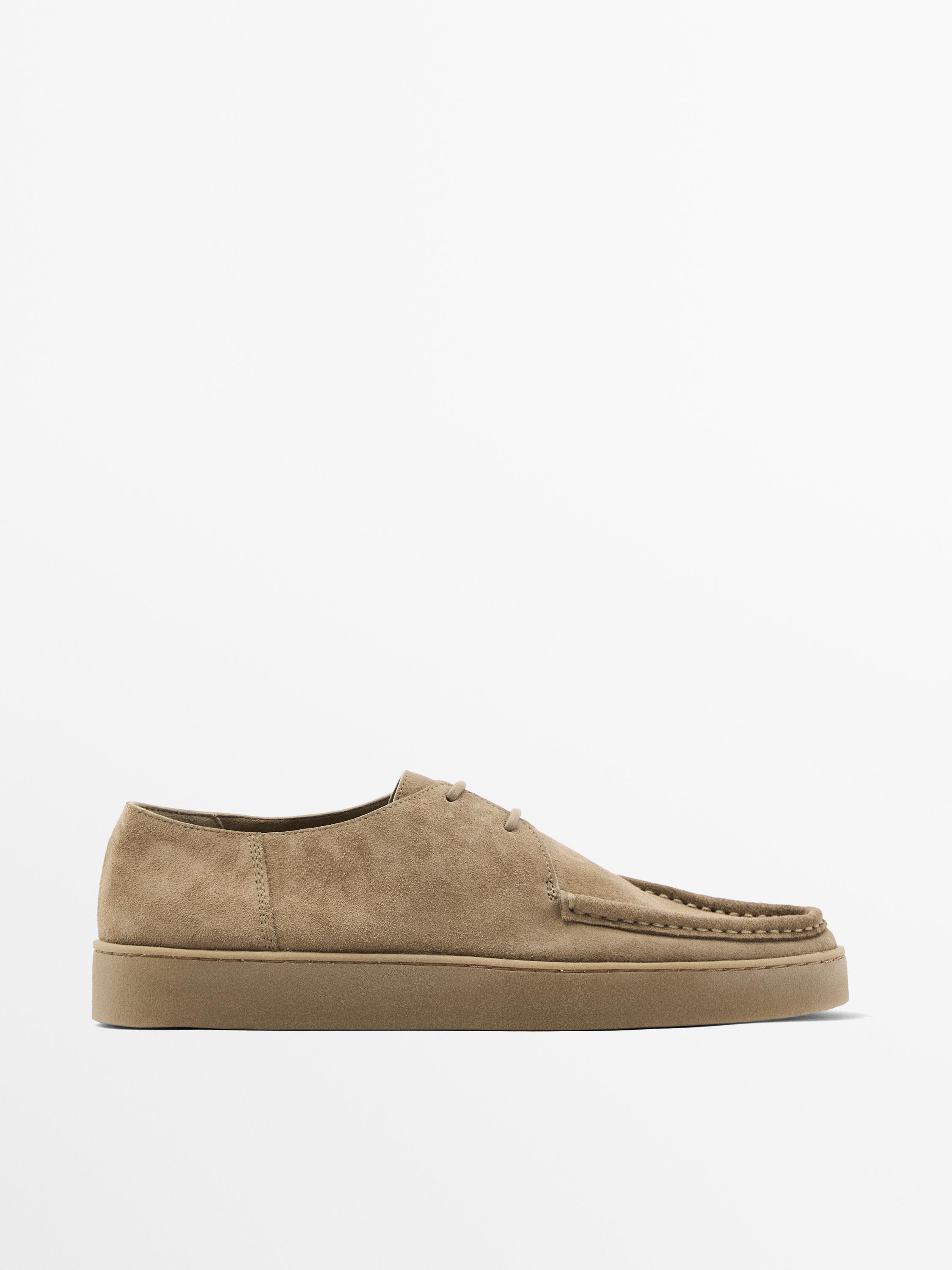 Moc toe split suede shoes
