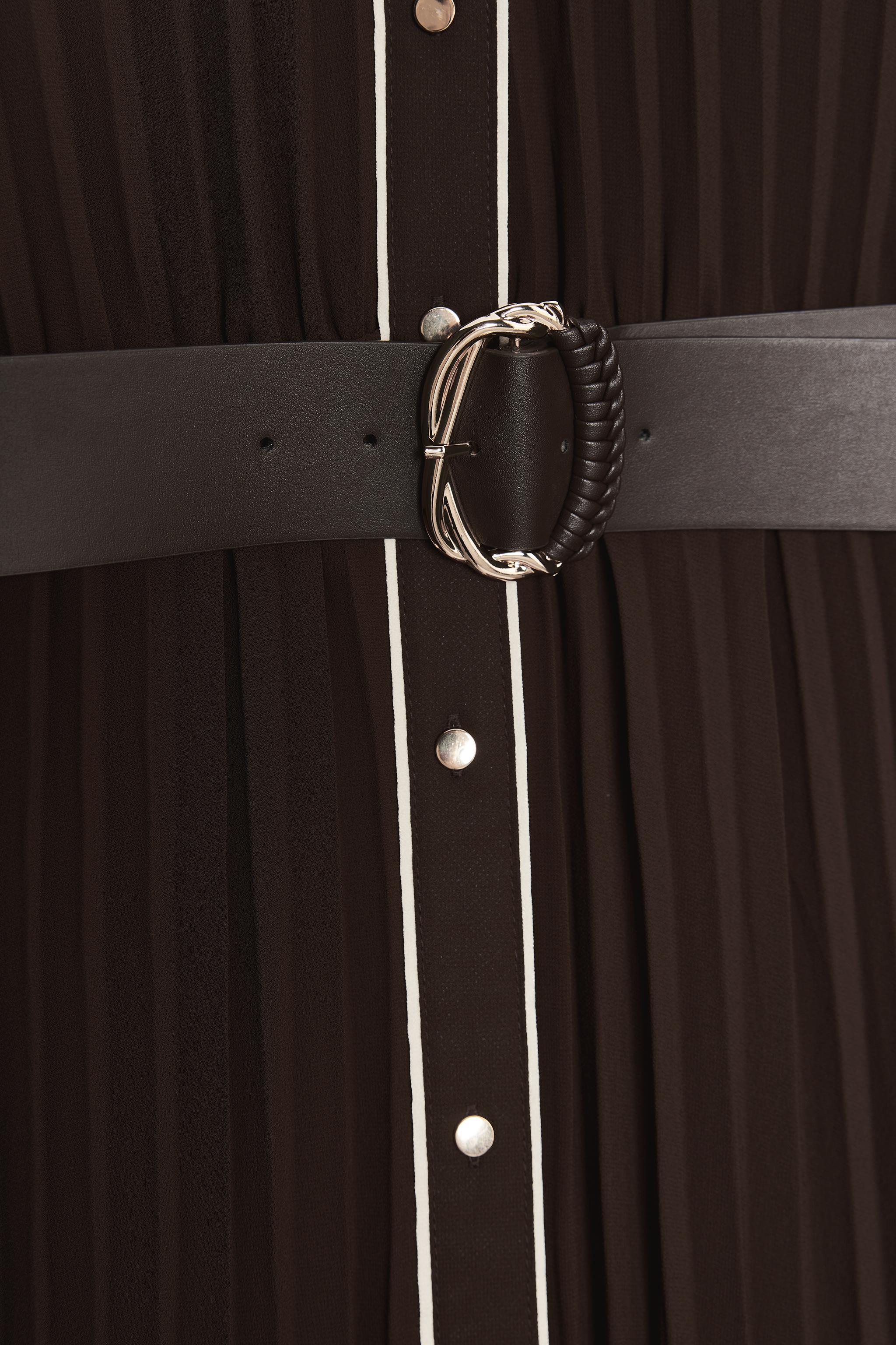 BELTED PLEATED MIDI DRESS