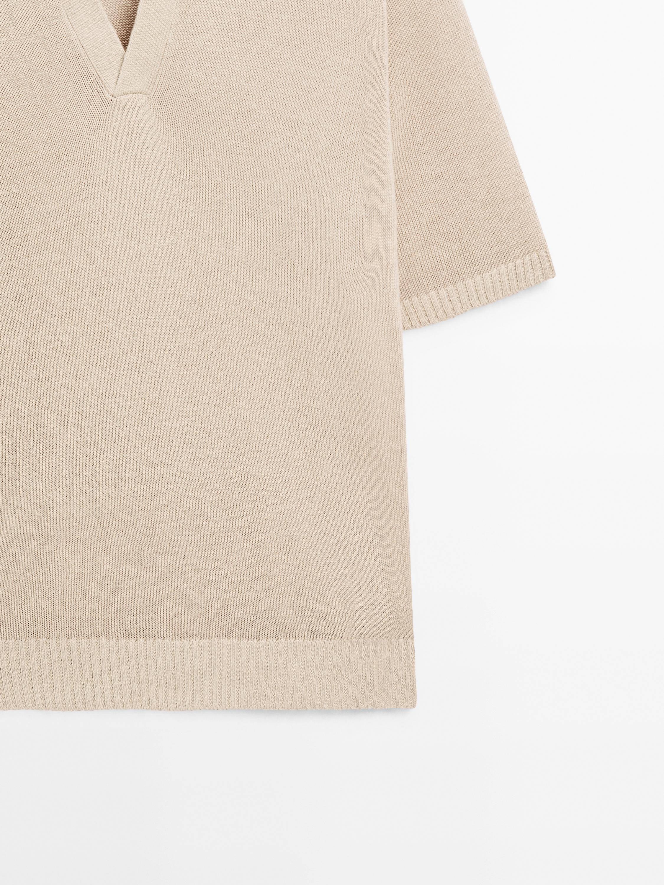 Knit V-neck polo shirt