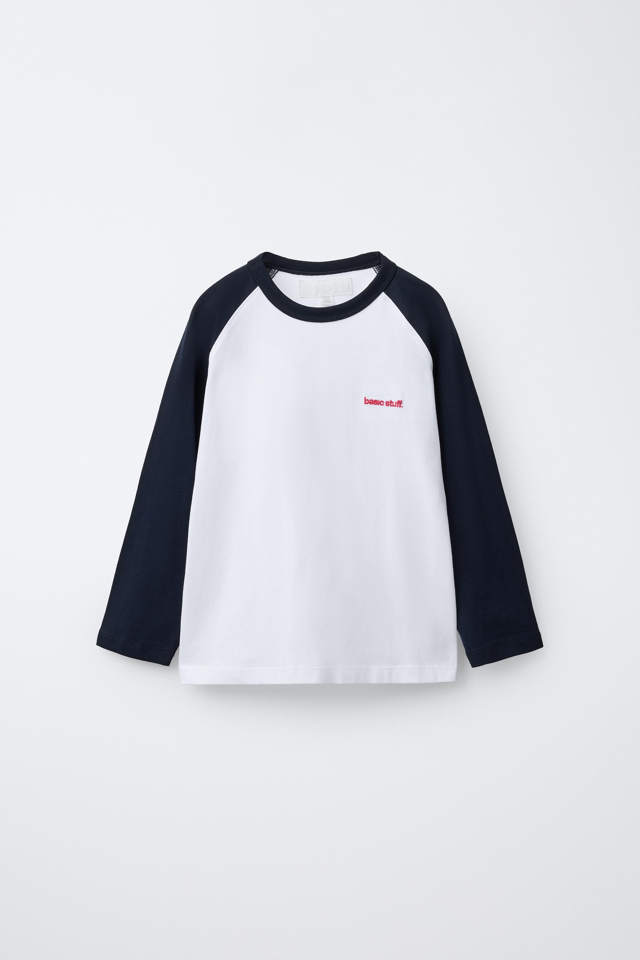 RAGLAN SLEEVE T-SHIRT WITH EMBROIDERED TEXT