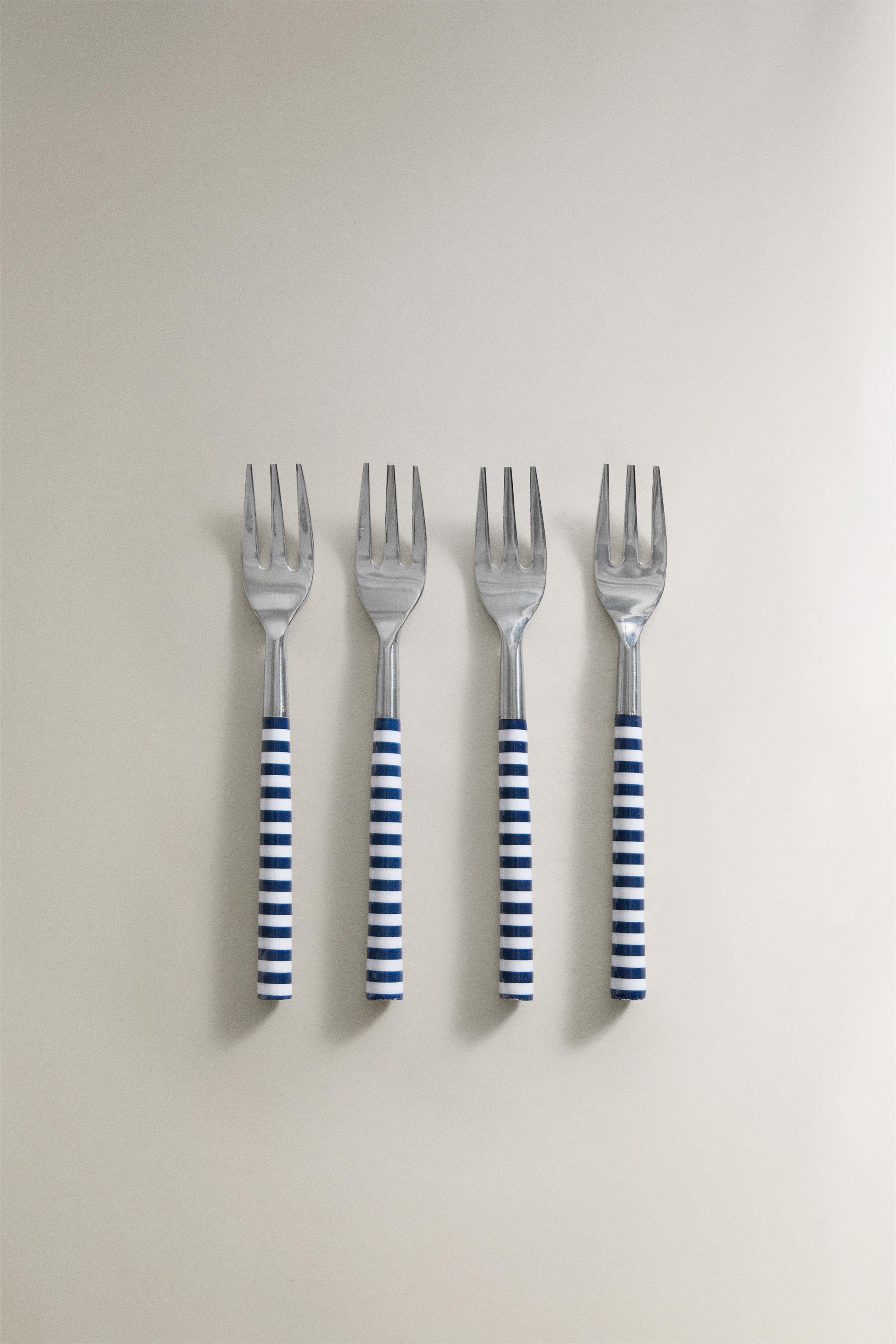 SET OF DESSERT FORKS WITH STRIPED HANDLES (SET OF 4)