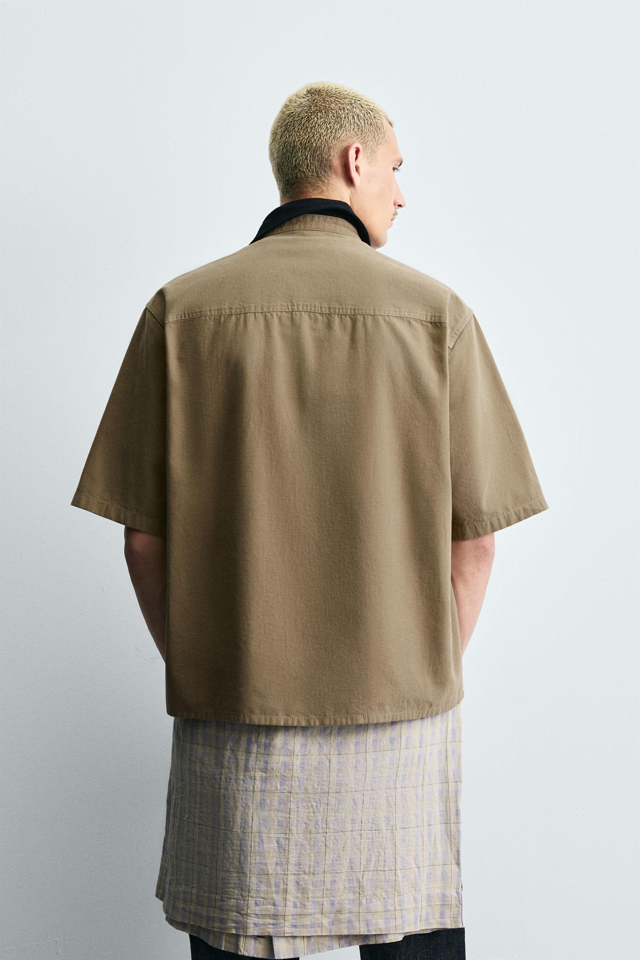 RELAXED FIT CONTRAST COLLAR SHIRT