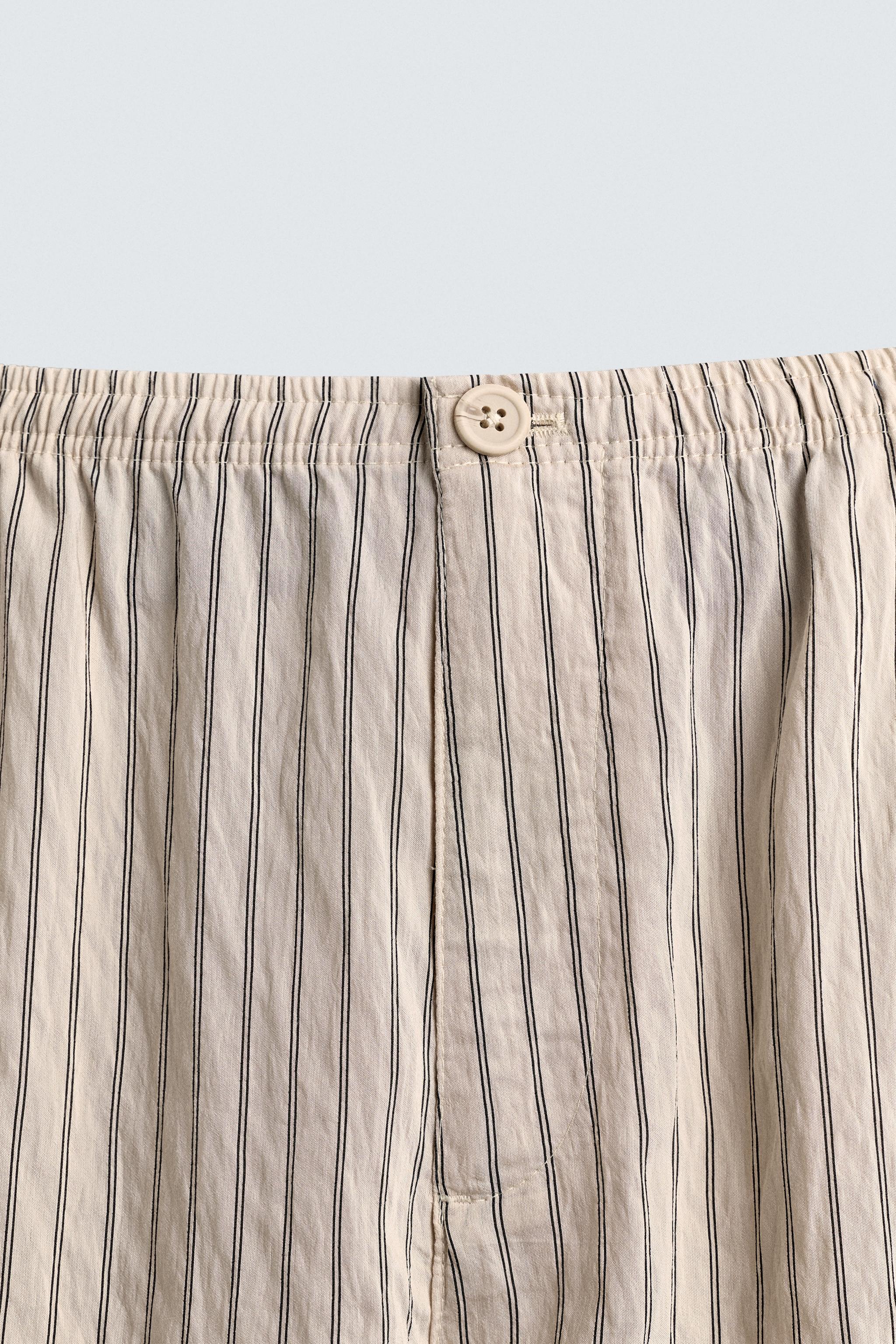 WRINKLED EFFECT STRIPED FLOWY PANTS