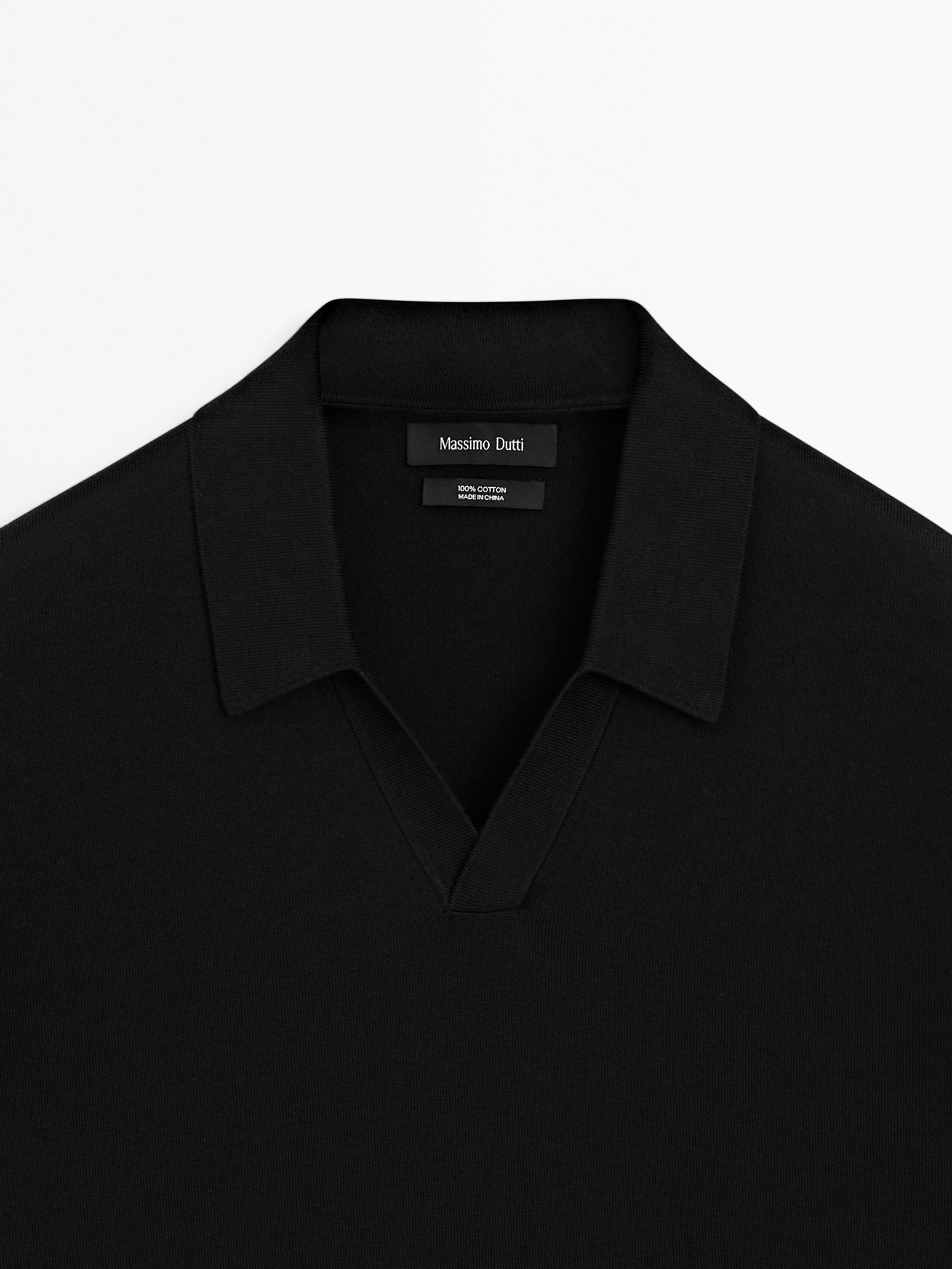 Short sleeve cotton knit polo shirt