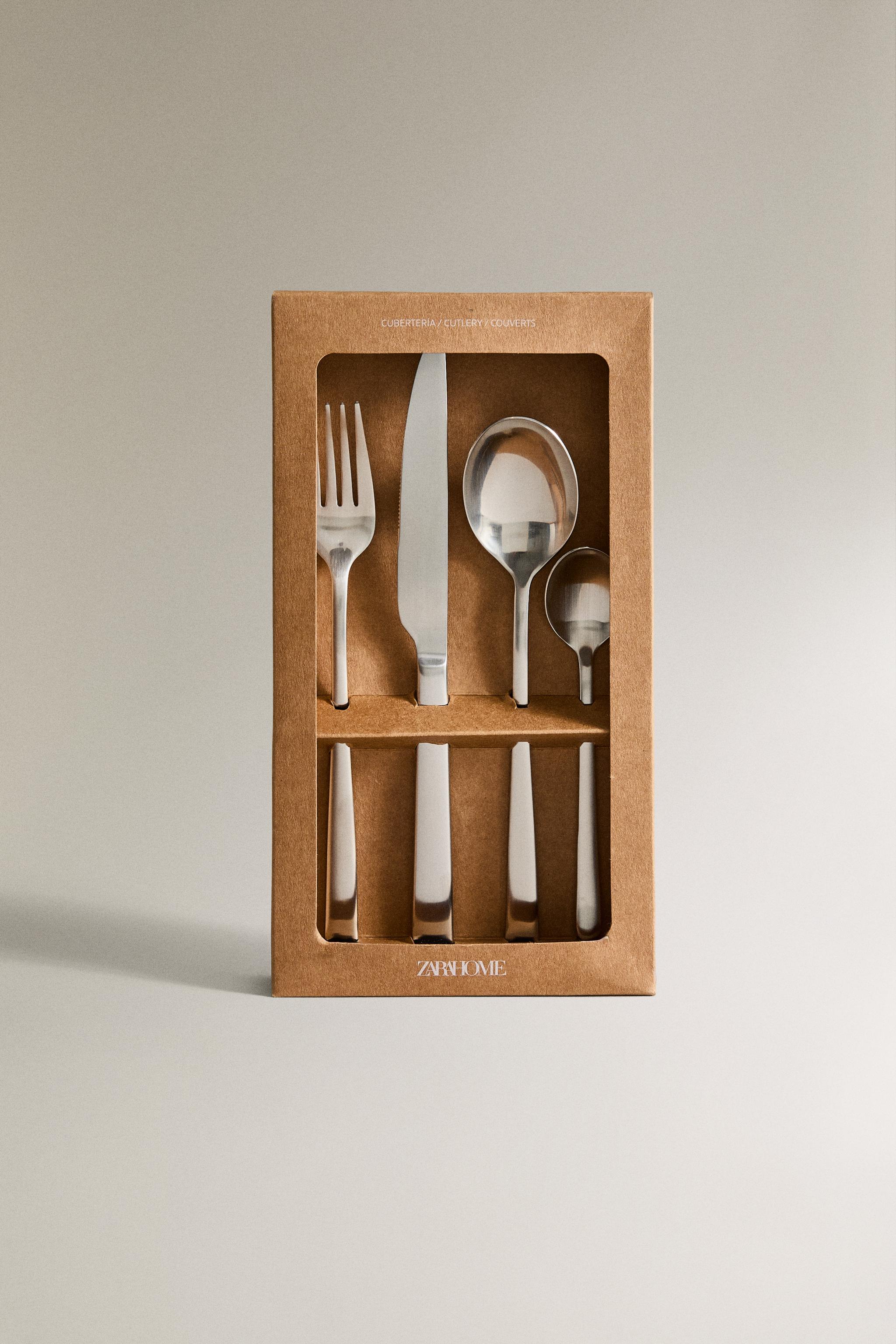 4-PIECE MATTE STEEL FLATWARE SET