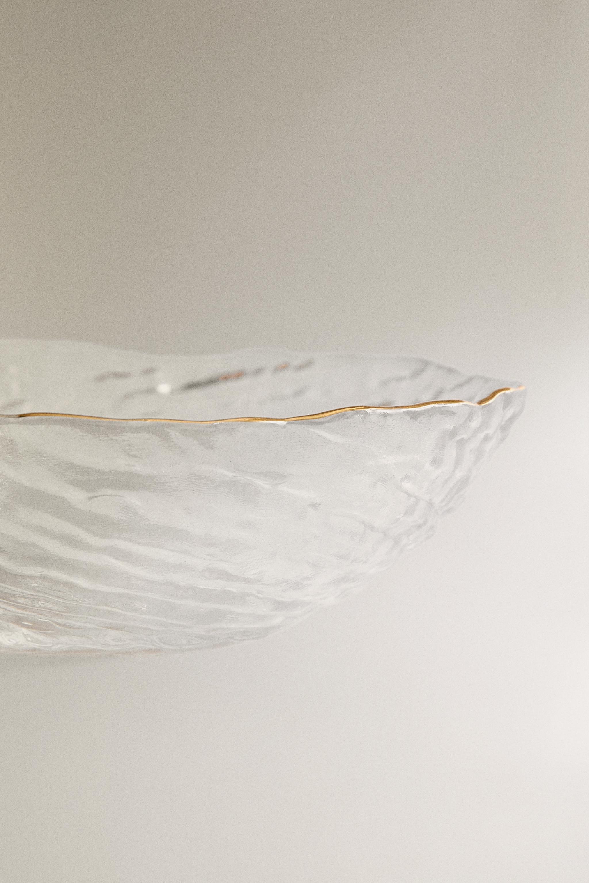 GLASS BOWL WITH GOLD RIM