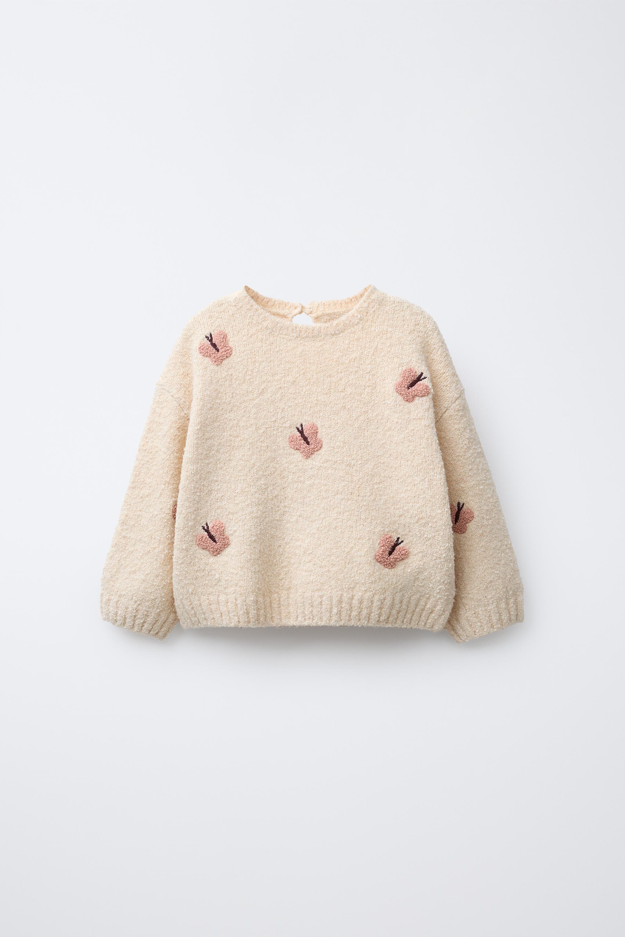 BUTTERFLY EMBROIDERED KNIT SWEATER