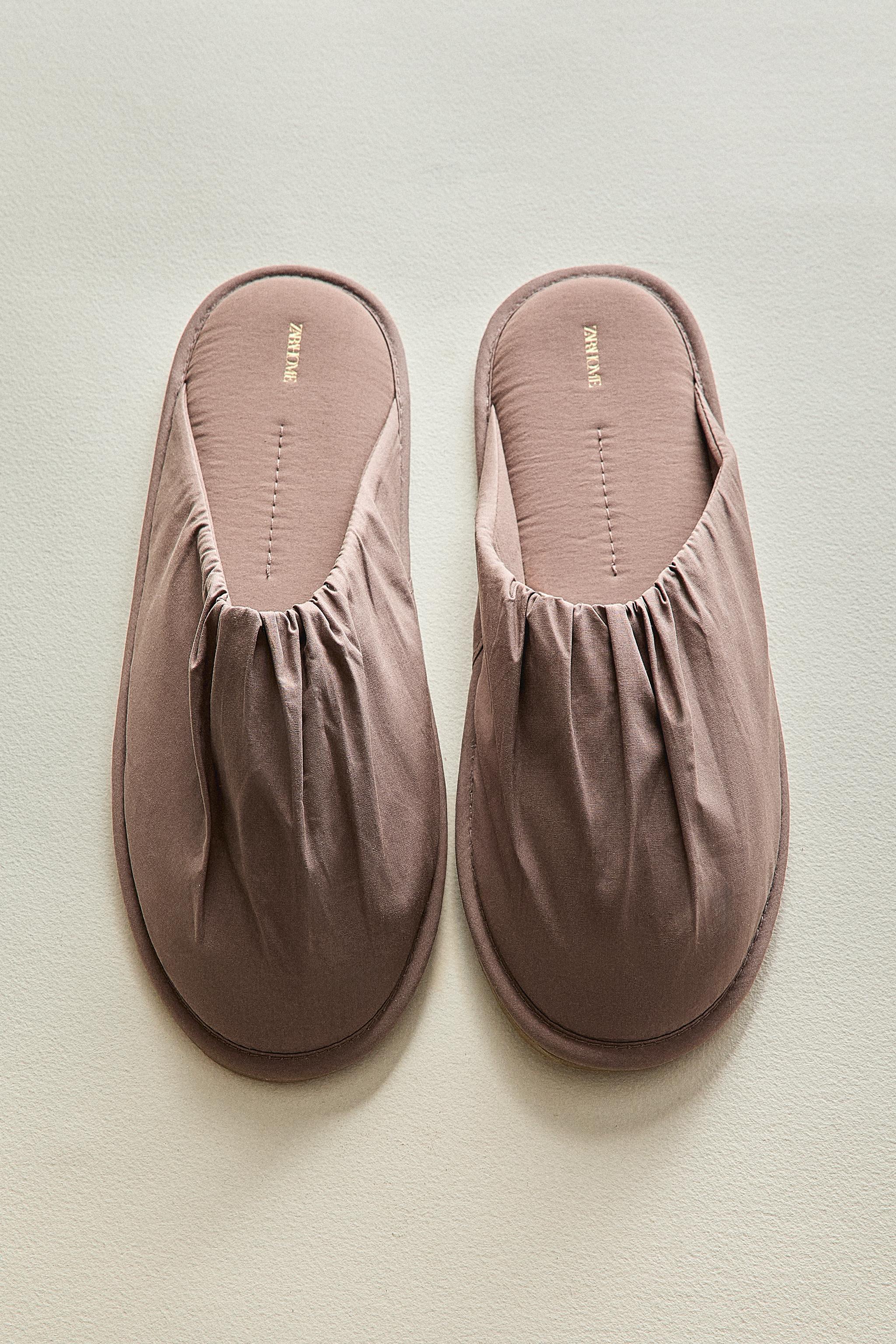 PLEATED COTTON SLIPPERS